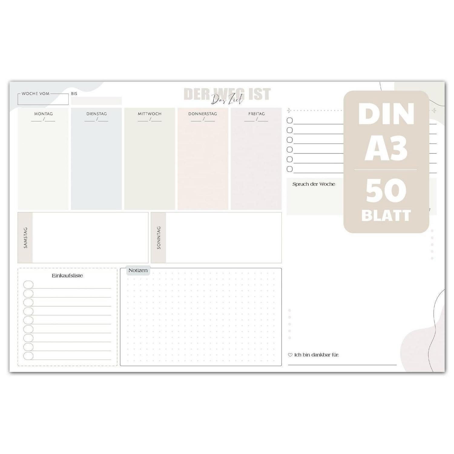 LuxusKollektion Schreibtischunterlage Schreibtischunterlage Wochenplaner A3 50 Blatt
