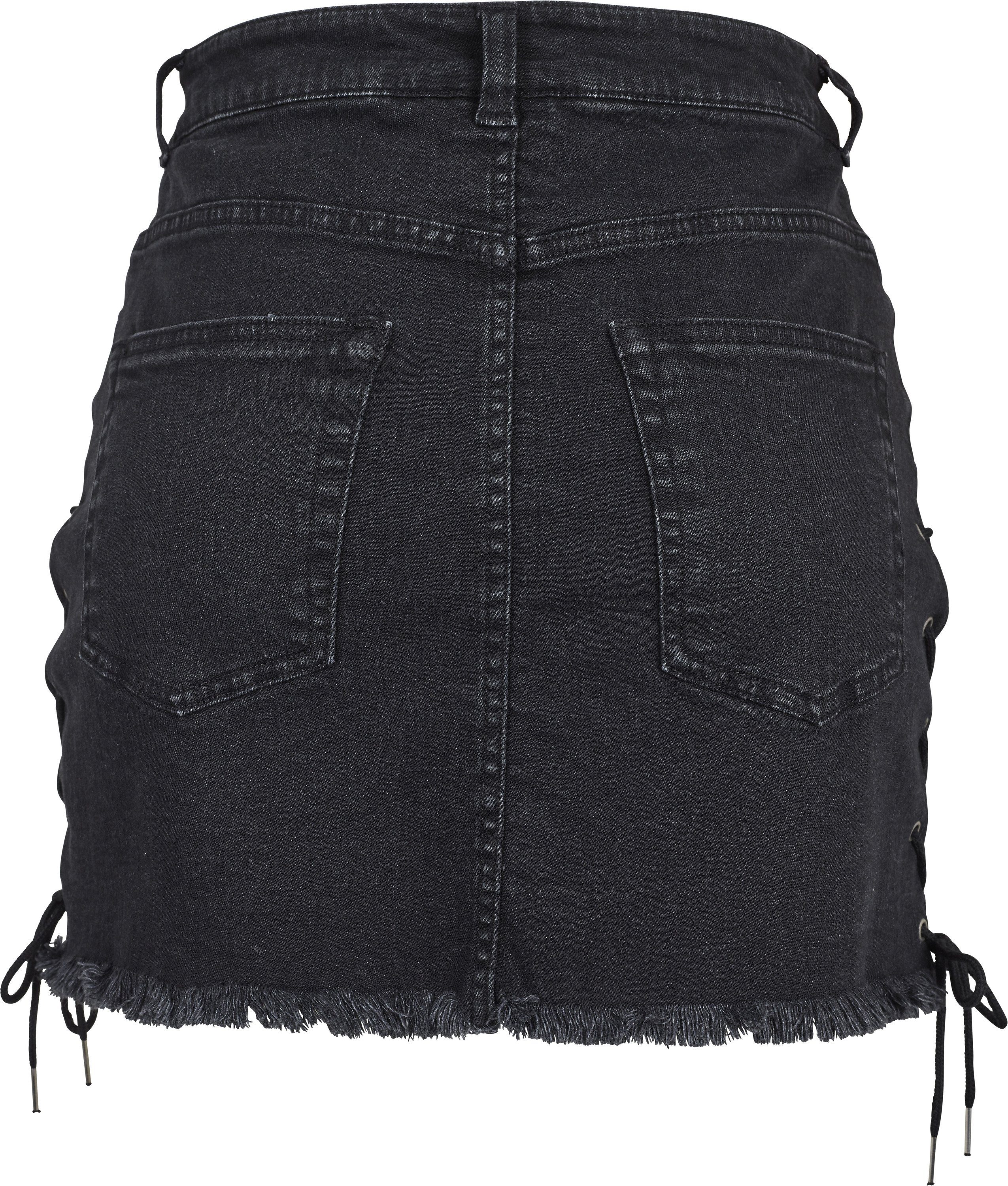 Denim Damen washed Skirt Ladies CLASSICS black Lace (1-tlg) URBAN Up Jerseyrock