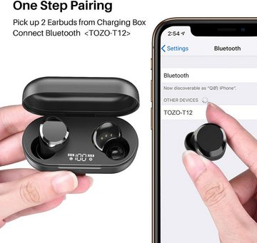 TOZO Tonal Dots Bluetooth 5.3 Built-in ENC Geräuschunterdrückung Mic 55Stdn In-Ear-Kopfhörer (Hochwertiges Material und robuste Konstruktion für langfristige Zuverlässigkeit., Spielzeit LED Digital Display mit drahtloser Ladekoffer, APP Control)