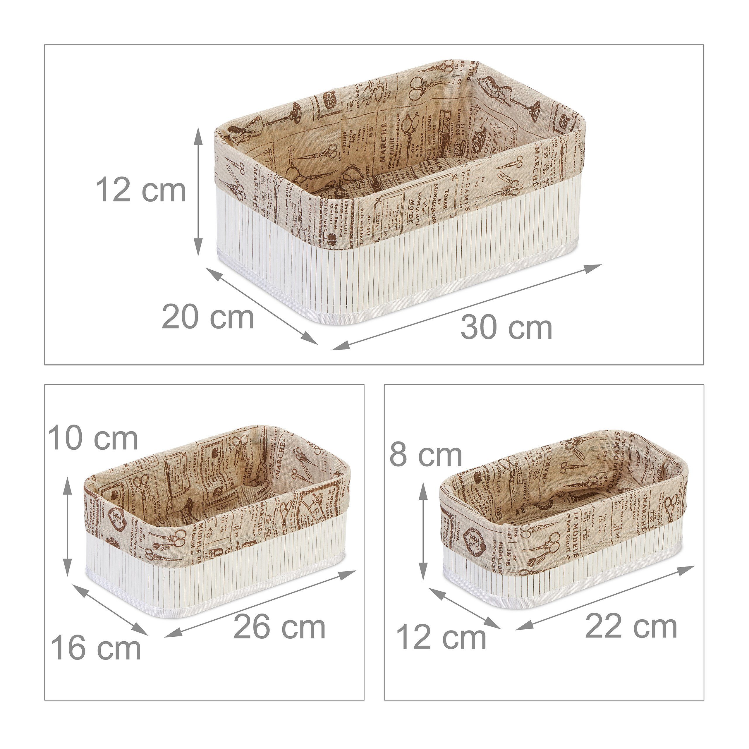 relaxdays Aufbewahrungskorb 3er Set aus Bambus (3 St) – Bild 4 von 5