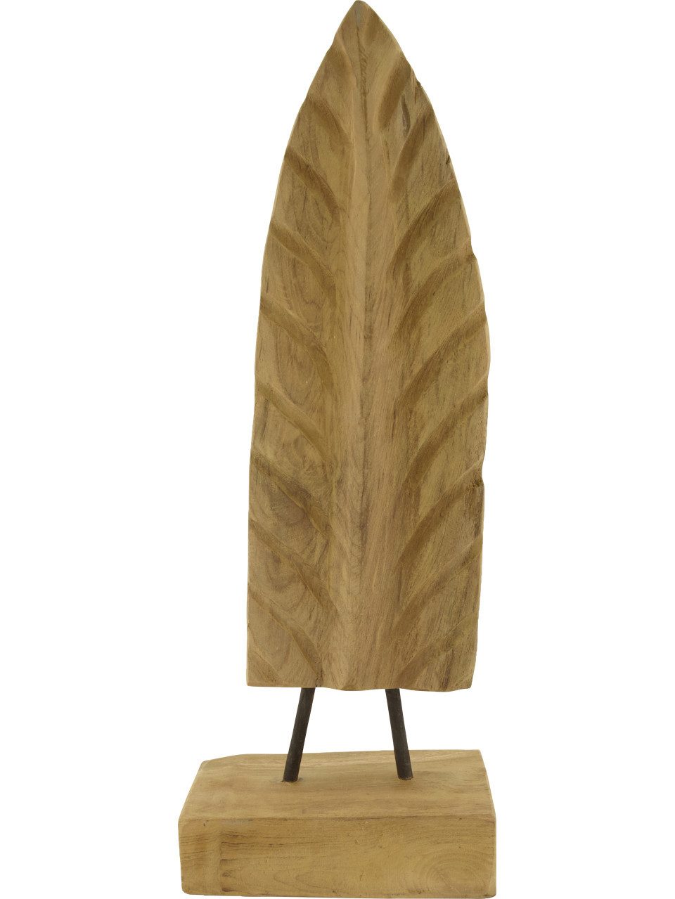 DIJK Dekofigur Dijk Statue Blatt Teak 18 x 12 x 48 cm