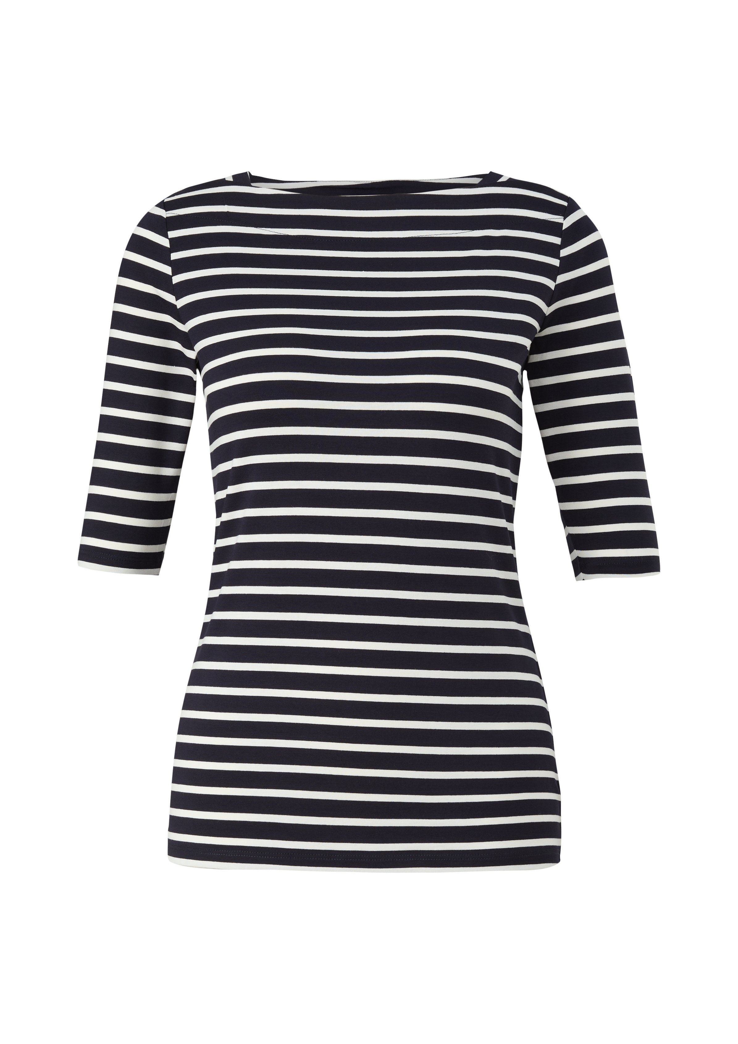 comma Kurzarmshirt mit Streifen und slim fit