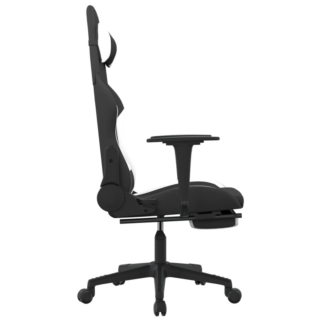 furnicato Gaming-Stuhl mit Fußstütze Schwarz (1 Stoff Weiß und St)