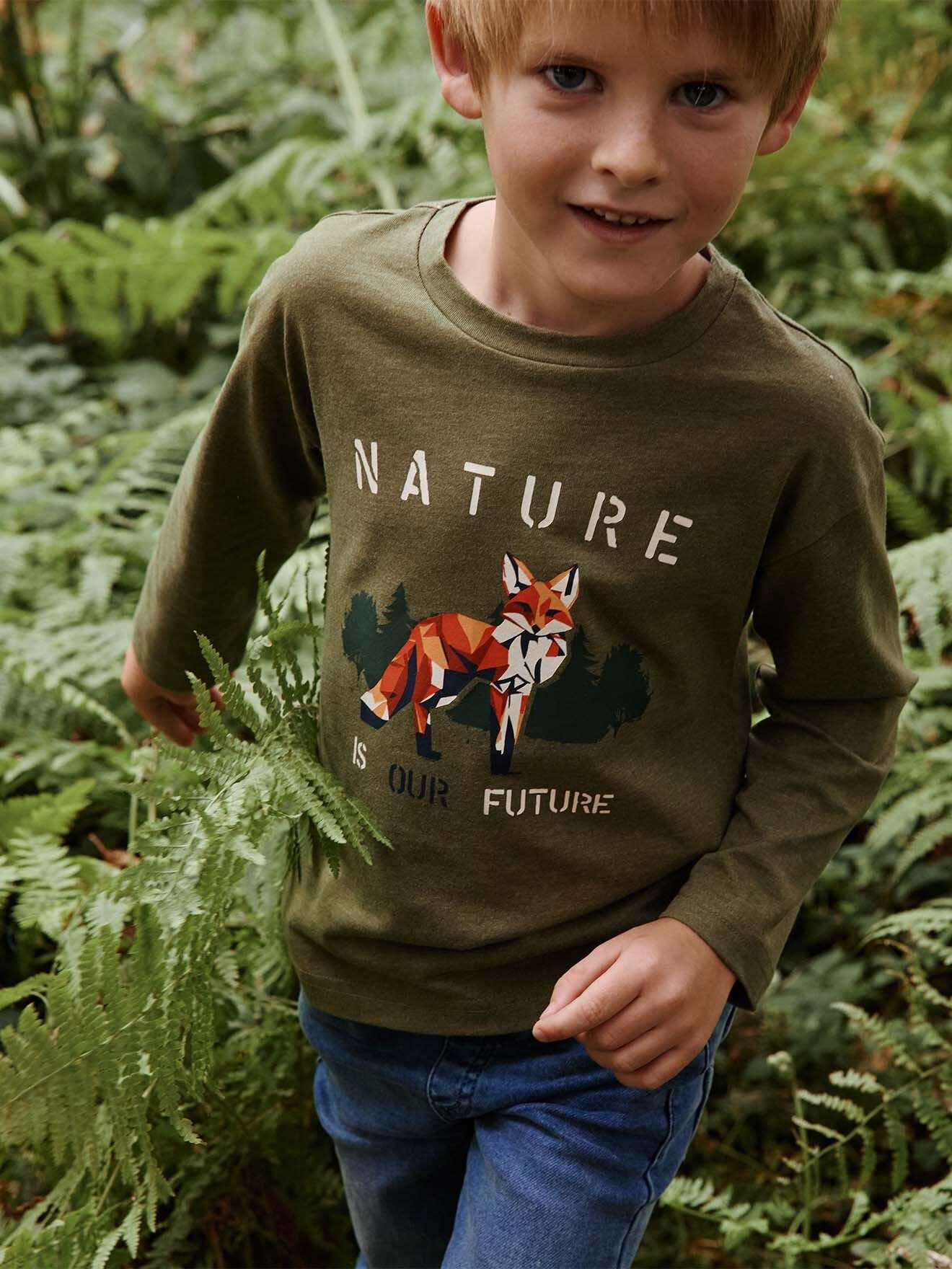 vertbaudet Langarmshirt Jungen Shirt mit Fuchs-Print – Bild 4 von 5