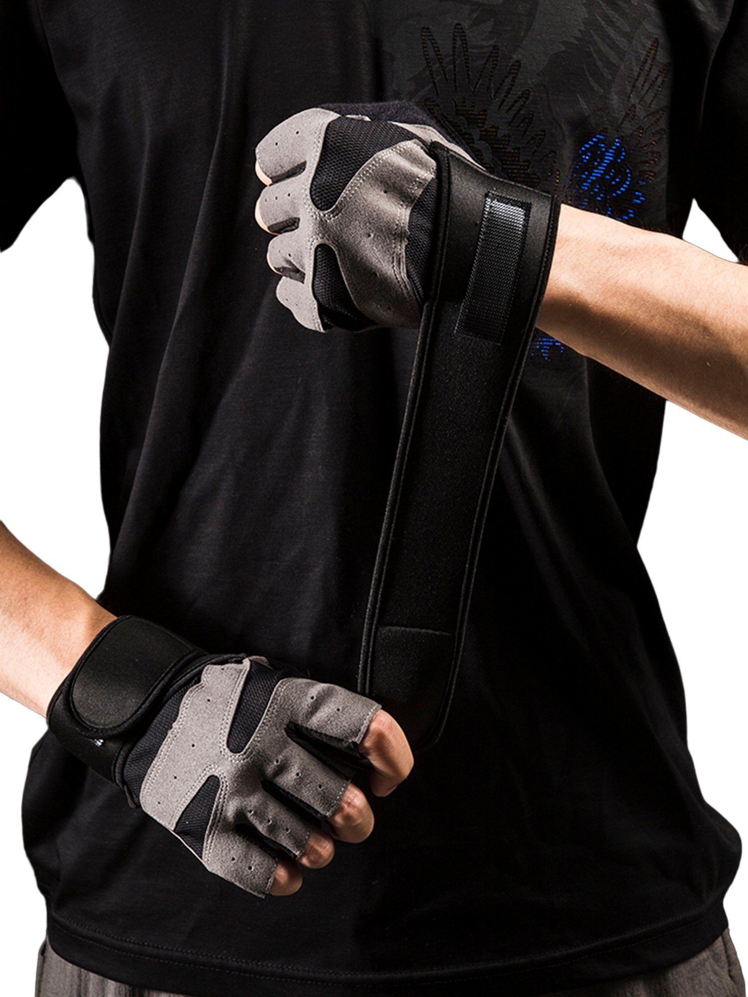 LAPA HOME Multisporthandschuhe Handgelenk-Verstellband Herren Halbfinger verlängertes Fitness rutschfeste Schwarz Fahrradhandschuhe Atmungsaktives, Damen
