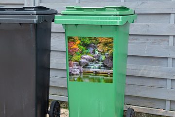 MuchoWow Wandsticker Steine - Wasser - Bäume - Japanisch - Botanisch (1 St), Mülleimer-aufkleber, Mülltonne, Sticker, Container, Abfalbehälter