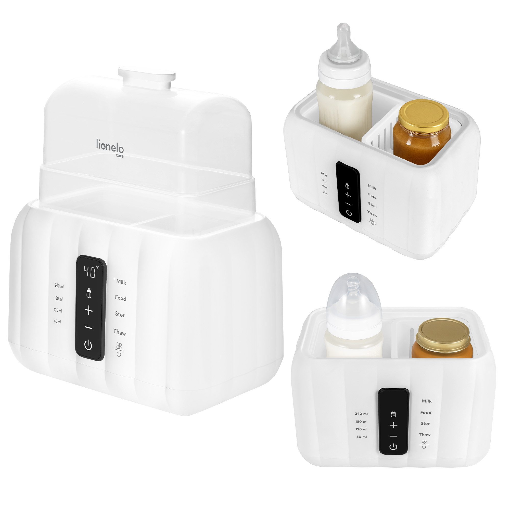lionelo Babyflaschenwärmer THERMUP DUO, 6in1-Funktion/Doppelkammer/Touchpanel/Abschaltautomatik