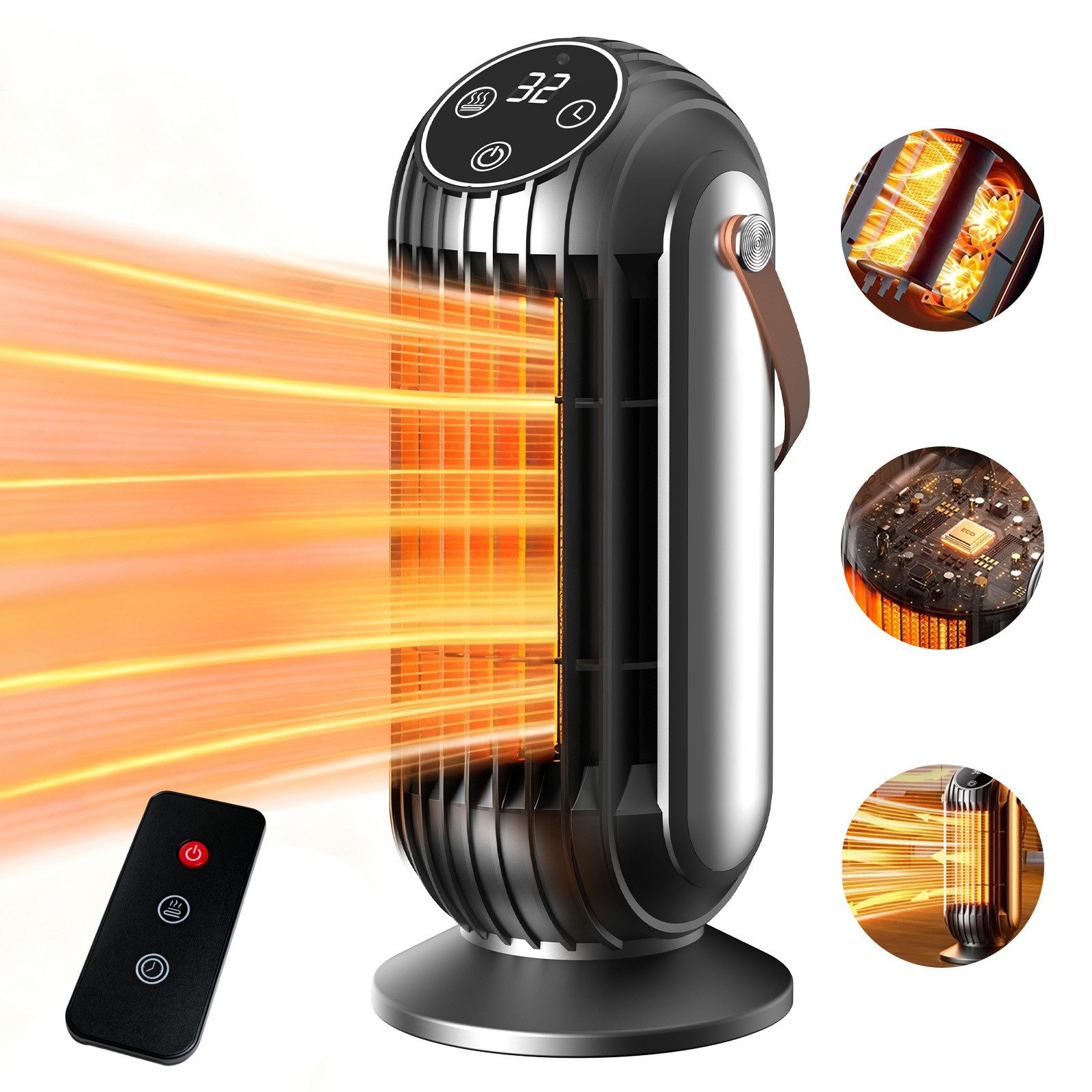 DOPWii Heizlüfter 1500W Heizgerät PTC, Elektro Heizung mit 3 Modi, Timer, F günstig online kaufen