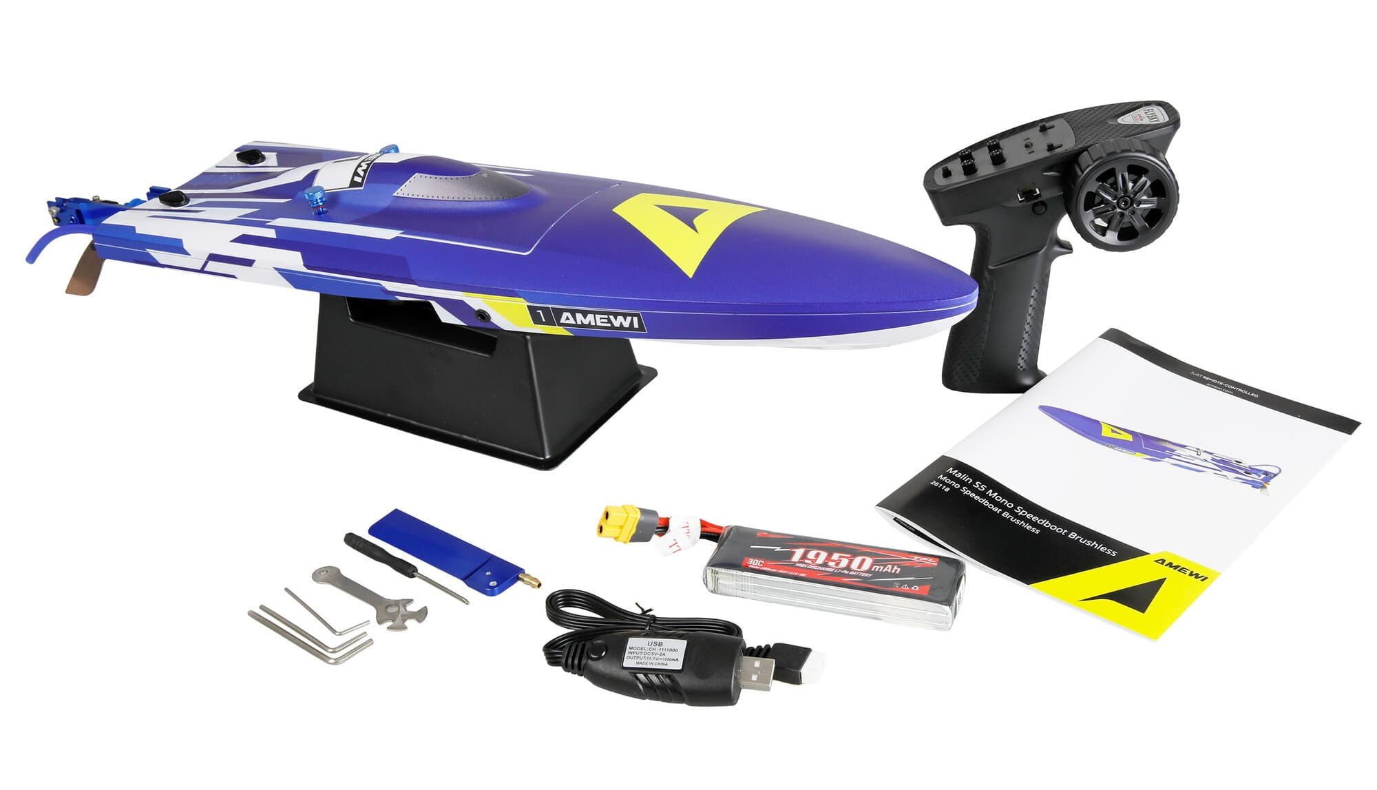 Amewi RC-Boot Amewi Marlin S5 Brushless Mono-Speedboot RTR 50 km/h