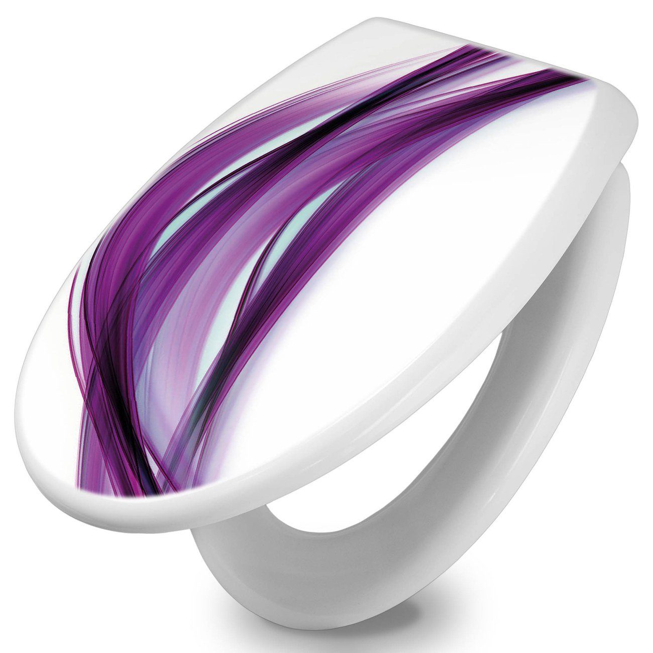 banjado WC-Sitz Motiv Violet Element (umweltfreundliches Material, integrierte Scharniere), ‎44 x 37 x 5cm