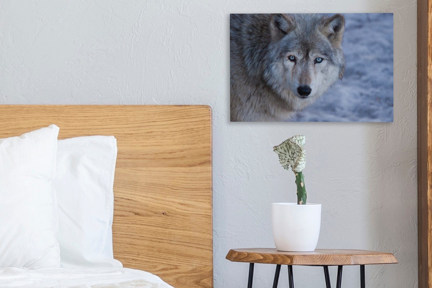 OneMillionCanvasses® 30x20 St), (1 Wolfes, Kopf Wanddeko, Wandbild Aufhängefertig, cm eines Leinwandbild grauen Leinwandbilder,