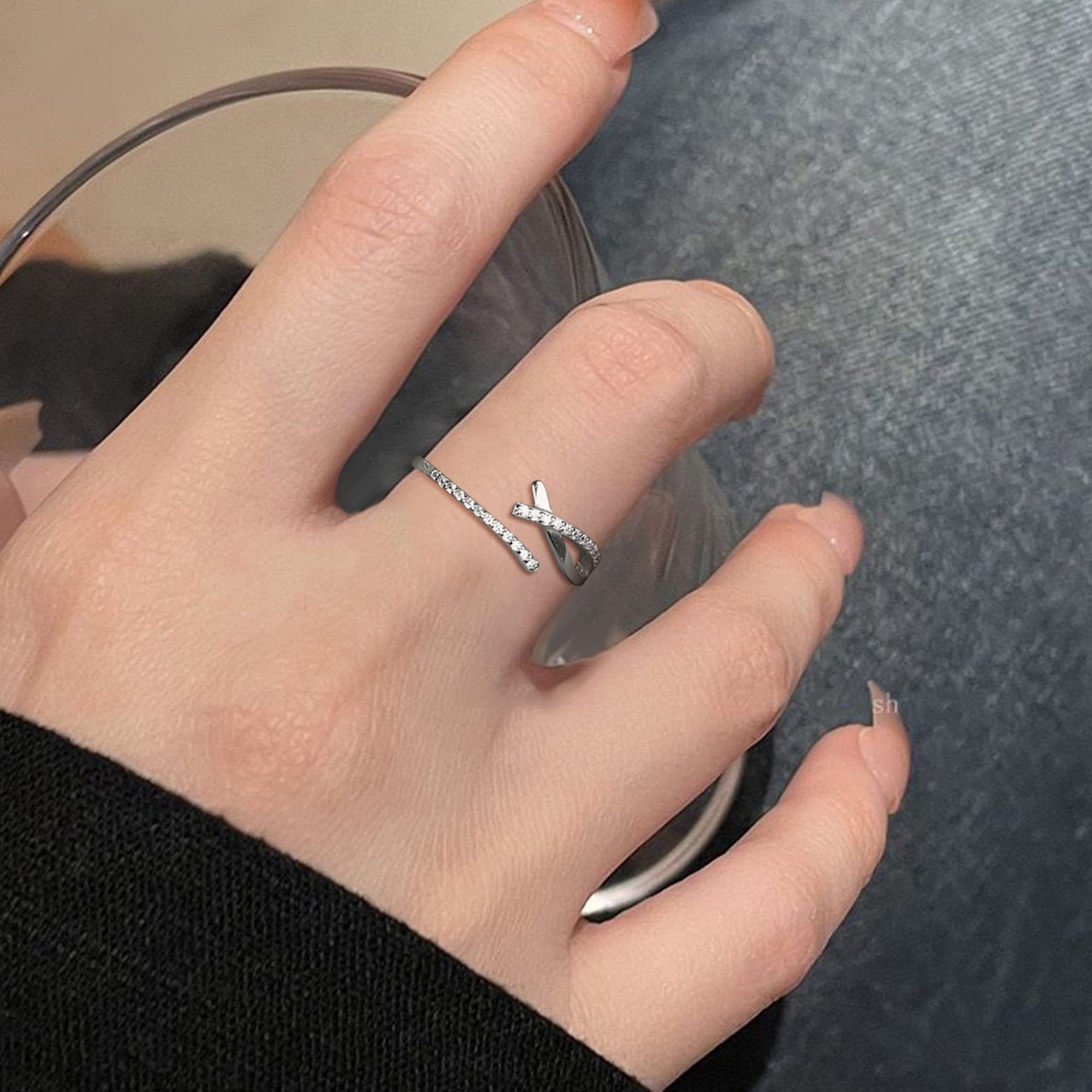 POCHUMIDUU Mode Ring, aus Silberschmuck personalisierte S925 Damen Frauen 925er für Sterlingsilber Silber Eröffnung Fingerring Silber