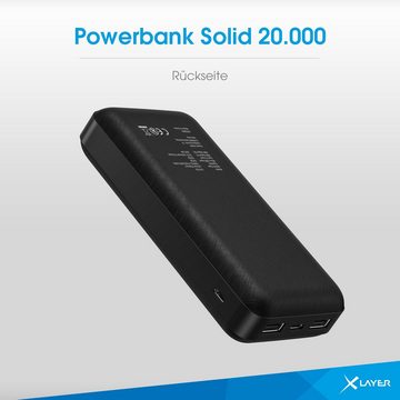 XLAYER Powerbank Solid 20000 mAh Akku schnelles Aufladen externes Ladegerät Powerbank