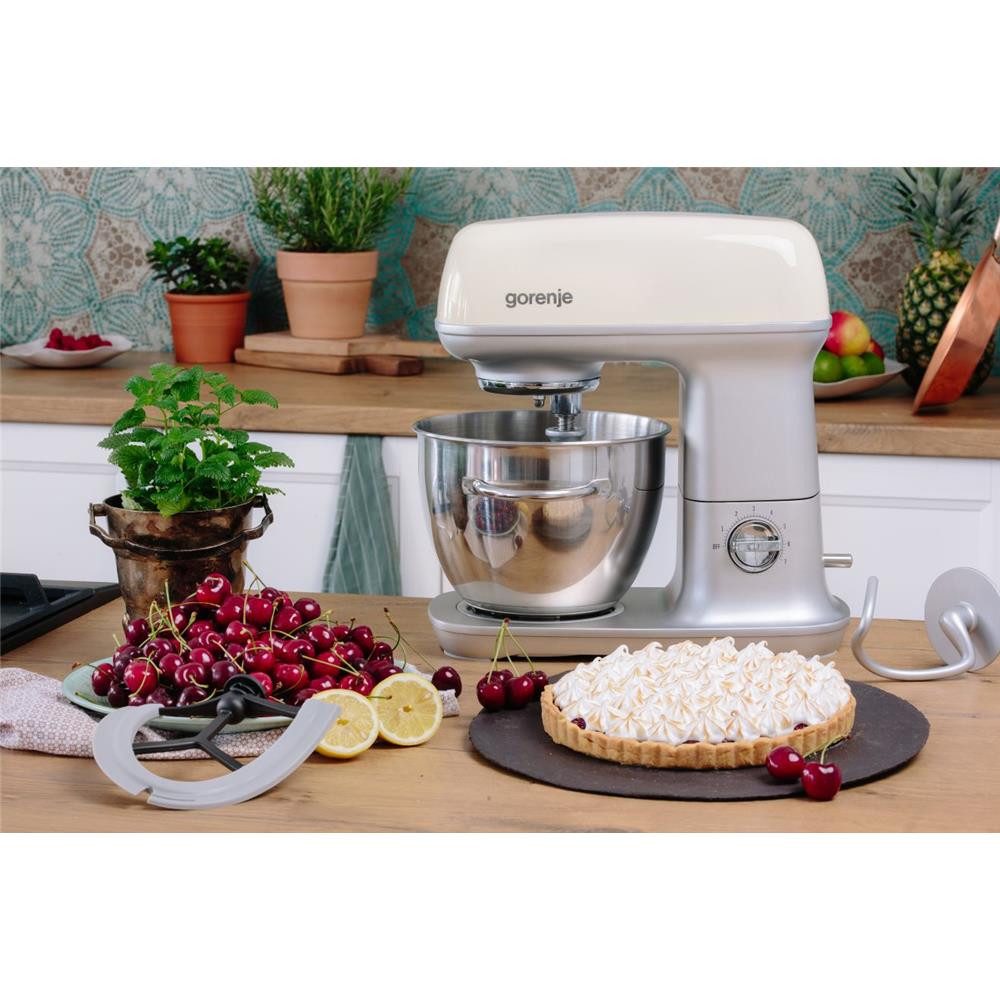 GORENJE Küchenmaschine, 1000 W, mit 7 Geschwindigkeitsstufen, 4,5 l, silber, Champagne