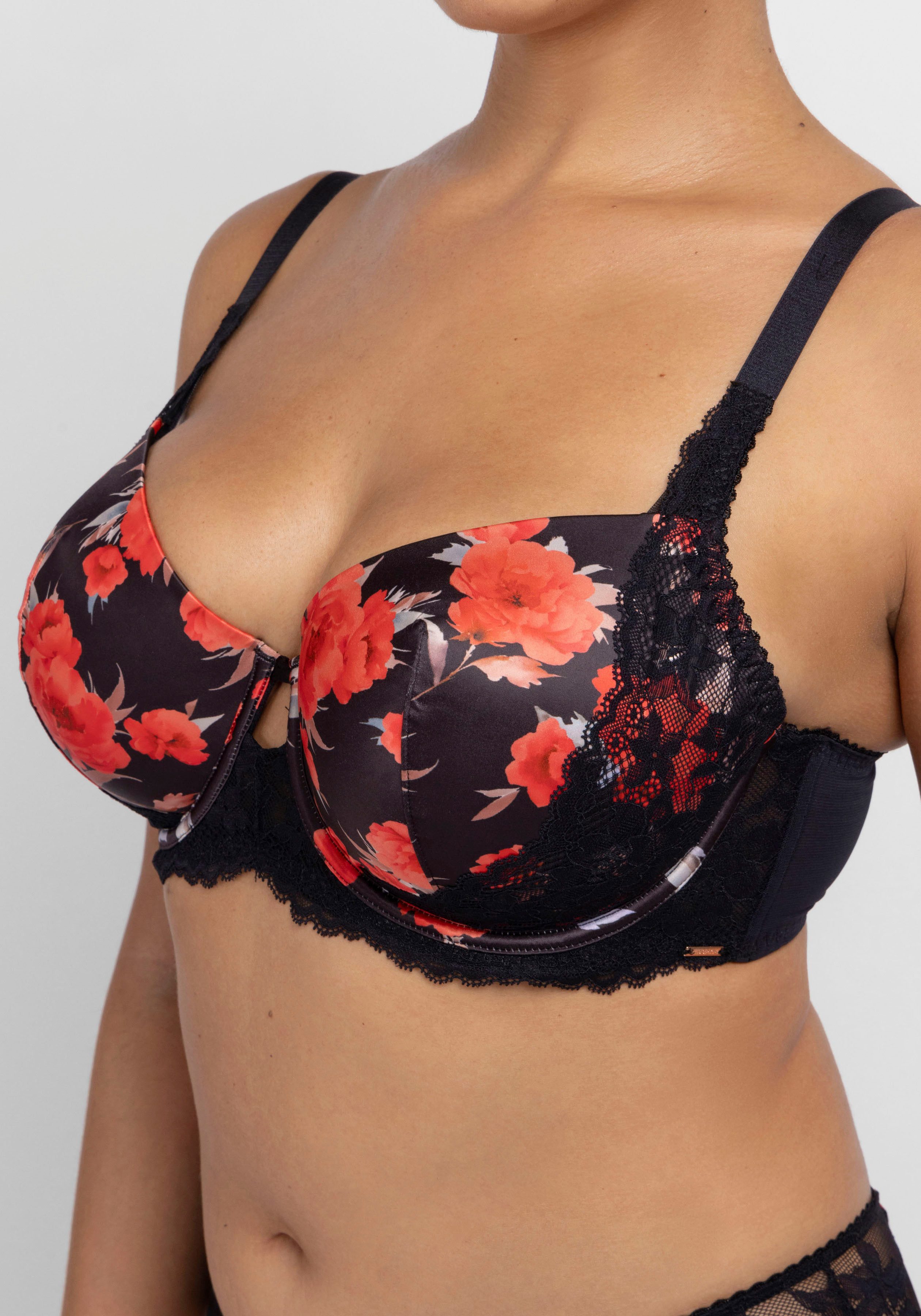 Dorina Bügel-BH Anahi Floral mit Blumen-Design, Spitzendetails, Satin, Mesh – Bild 3 von 5