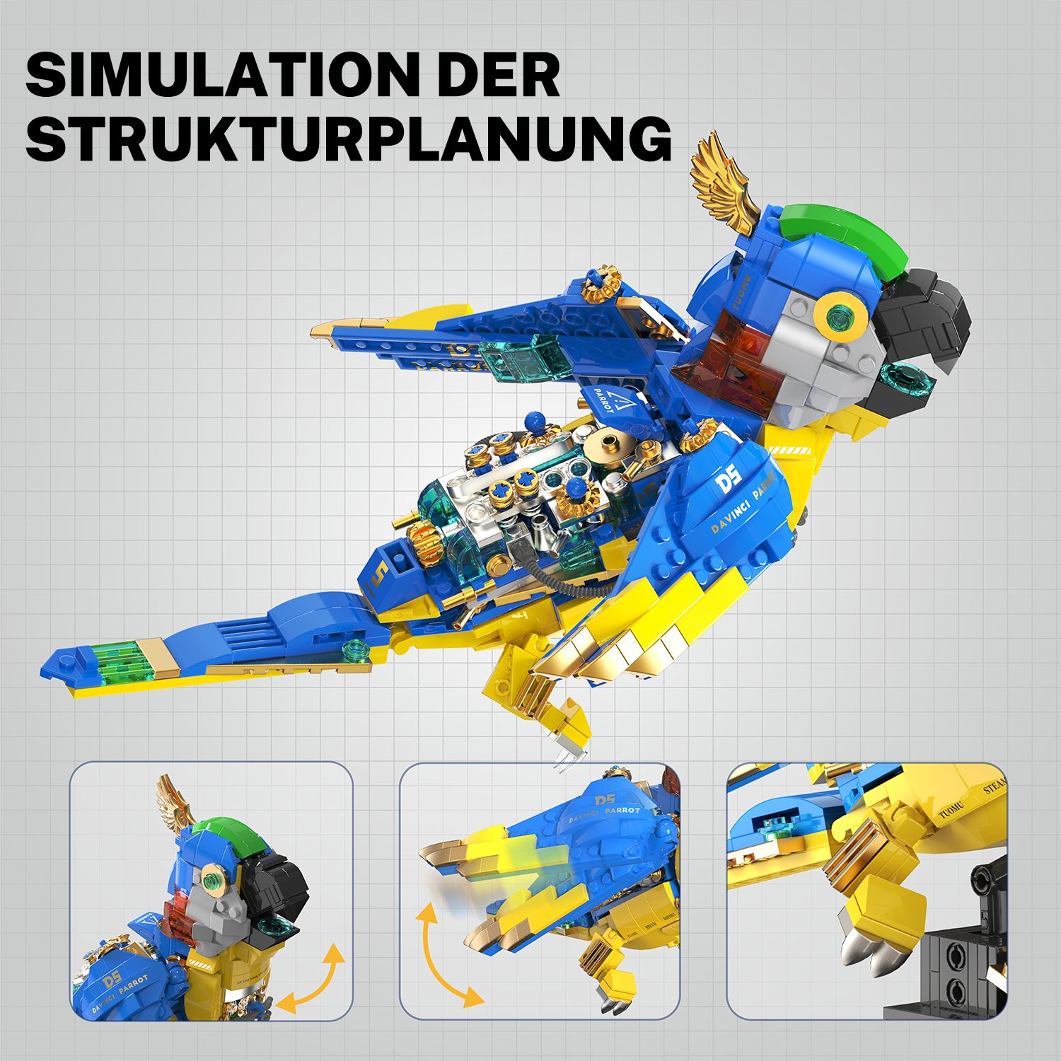 Esun Papagei Bauspielzeug, Tiere Figuren Spielzeug, Vogel Bausteine 490 St. Spielbausteine, (Set, 490 St., Komplettset), Geschenk für Erwachsene, Jungen ab 8 9 10 11 Jahre