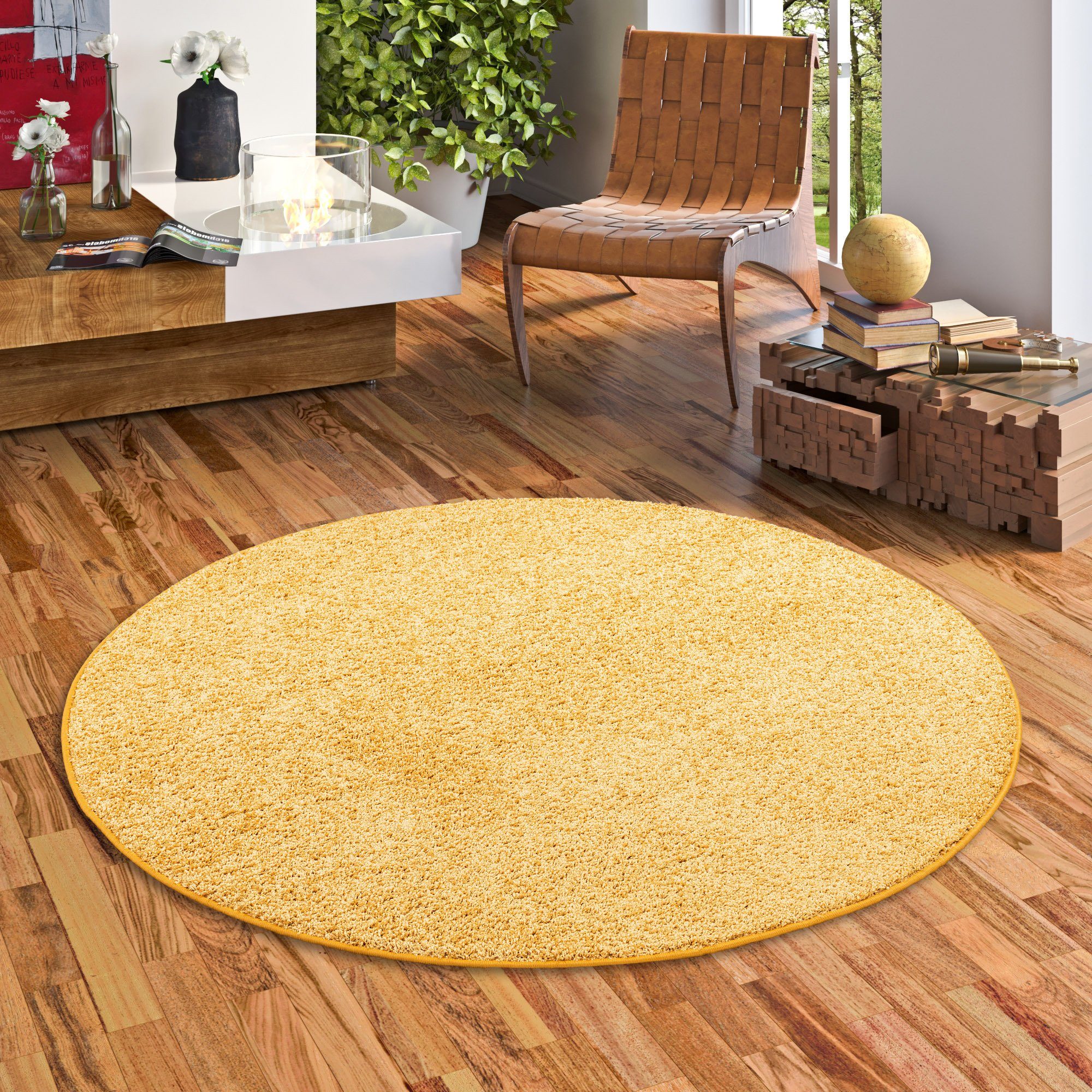 Snapstyle Veloursteppich Hochflor Velours Teppich Mona Rund, Rund, Höhe: 16 mm