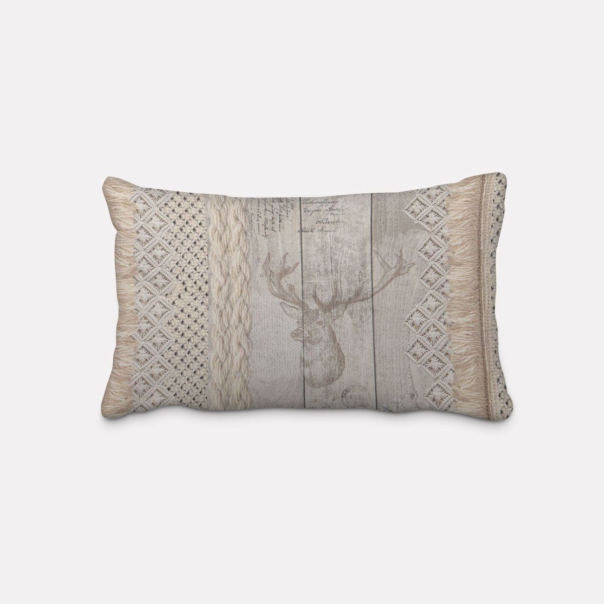 SCHÖNER LEBEN. Dekokissen SCHÖNER LEBEN. Kissenhülle Holz Latten Hirschkopf günstig online kaufen