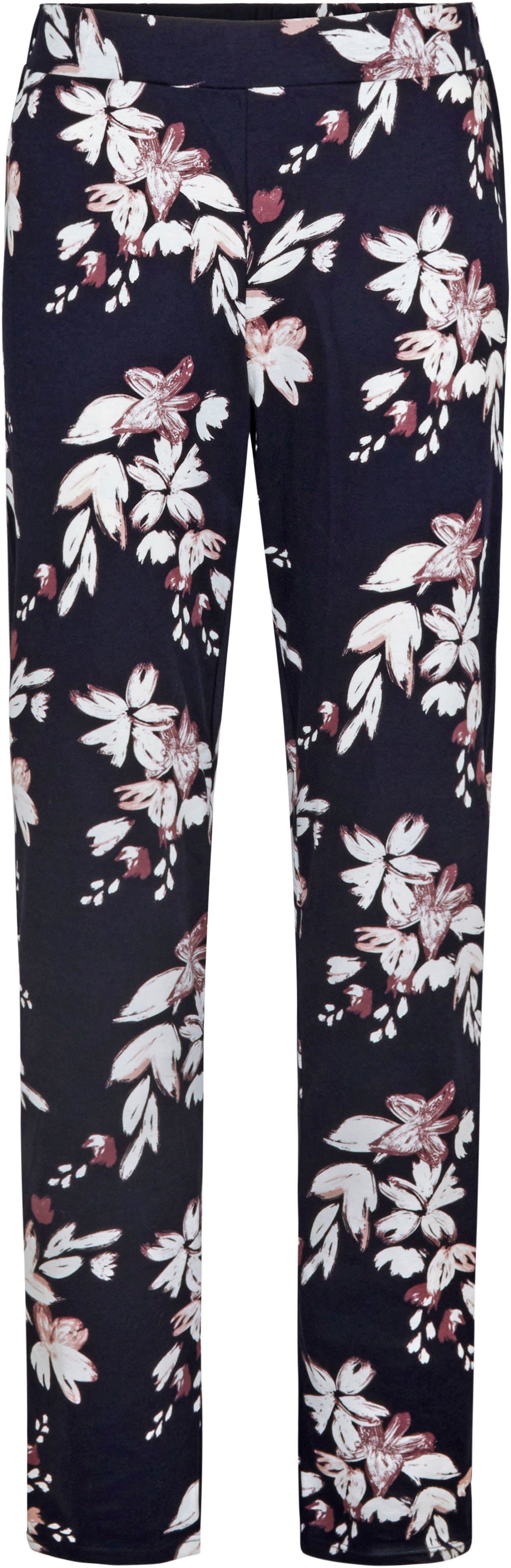 CALIDA Homewearhose Favourites Dreams dark Loungehose mit Blumendruck mit floralem Pants Muster, blue lapis