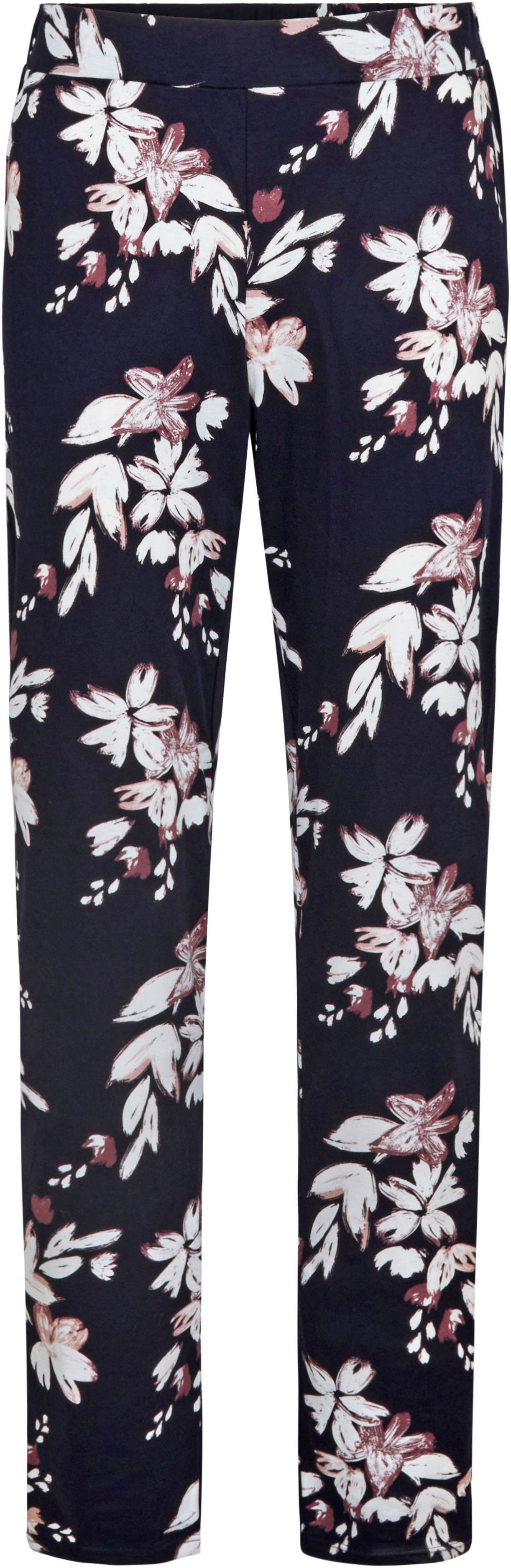 CALIDA Pants Favourites mit Loungehose Dreams mit dark blue floralem Homewearhose Blumendruck Muster, lapis