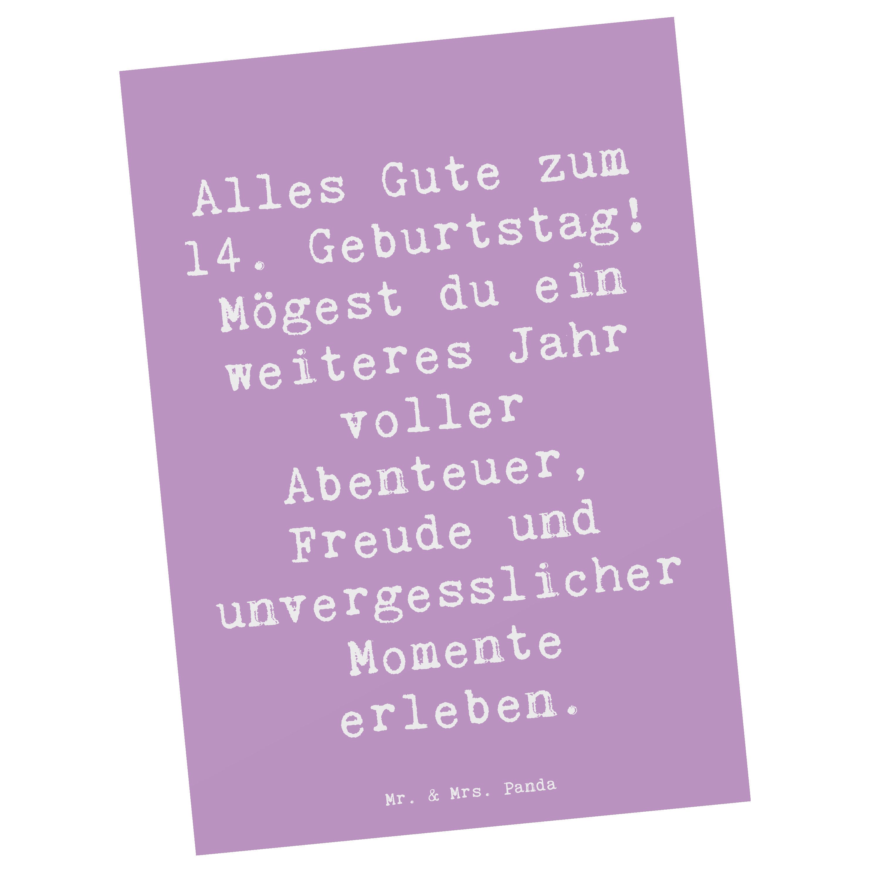 Mr. & Mrs. Panda Postkarte Spruch 14. Geburtstag, Postkarte, Lavendeltraum, Happy Birthday, Post, Geburtstag Geschenke Geburtstag Feiern feierliche Geschenke