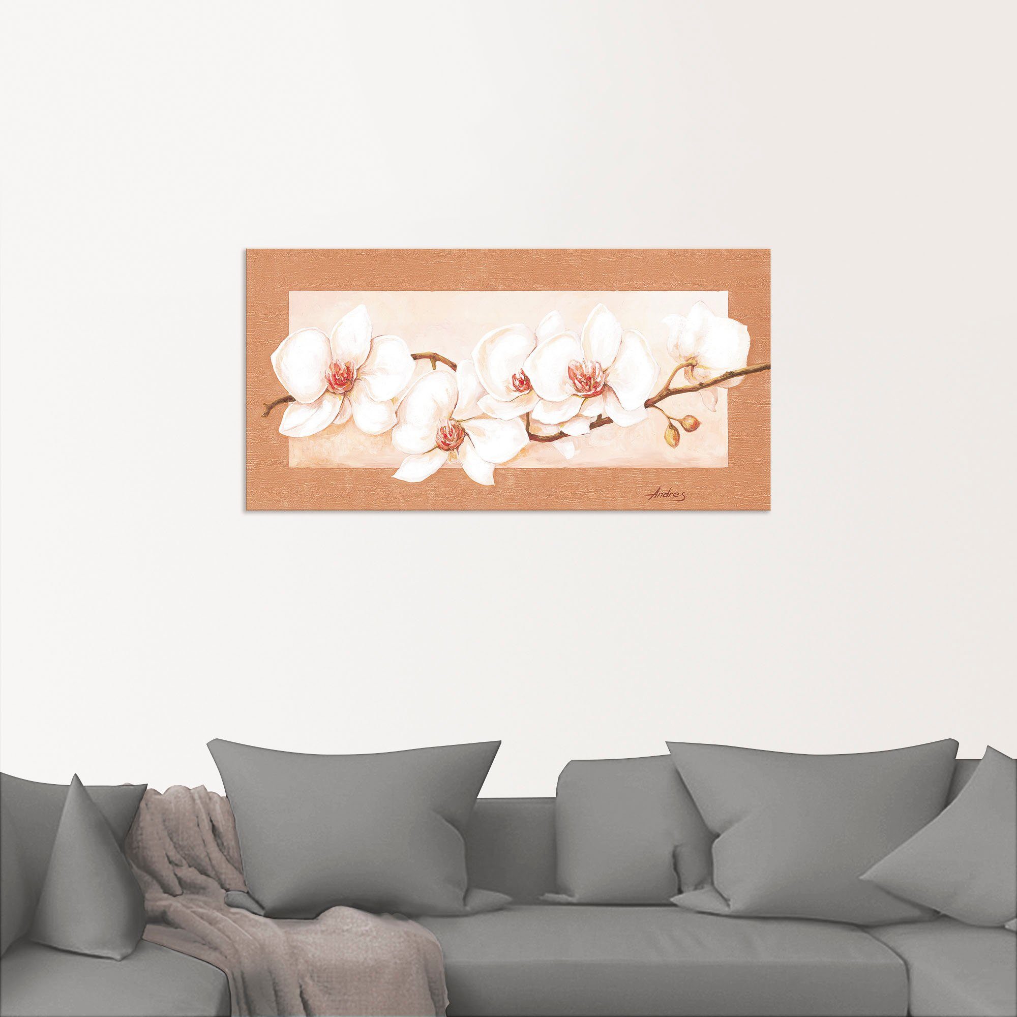 (1 Größen versch. St), Wandaufkleber als Wandbild Blumenbilder oder Artland Poster in Leinwandbild, Alubild, Orchideenzweig,