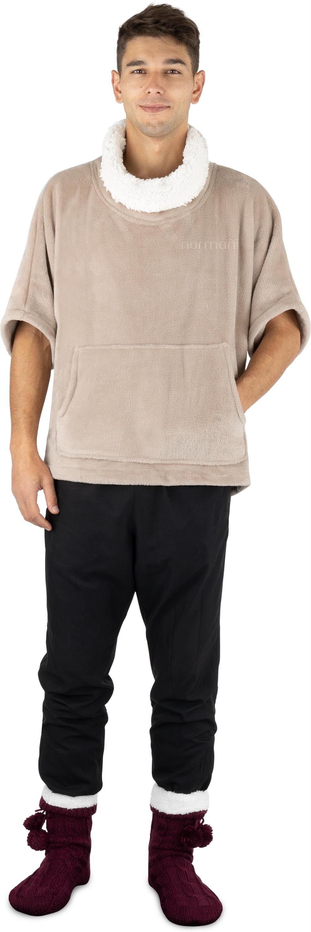 normani Fleecepullover Oversize Pullover Merlo Kuscheliger Home-Pulli mit Rollkragen