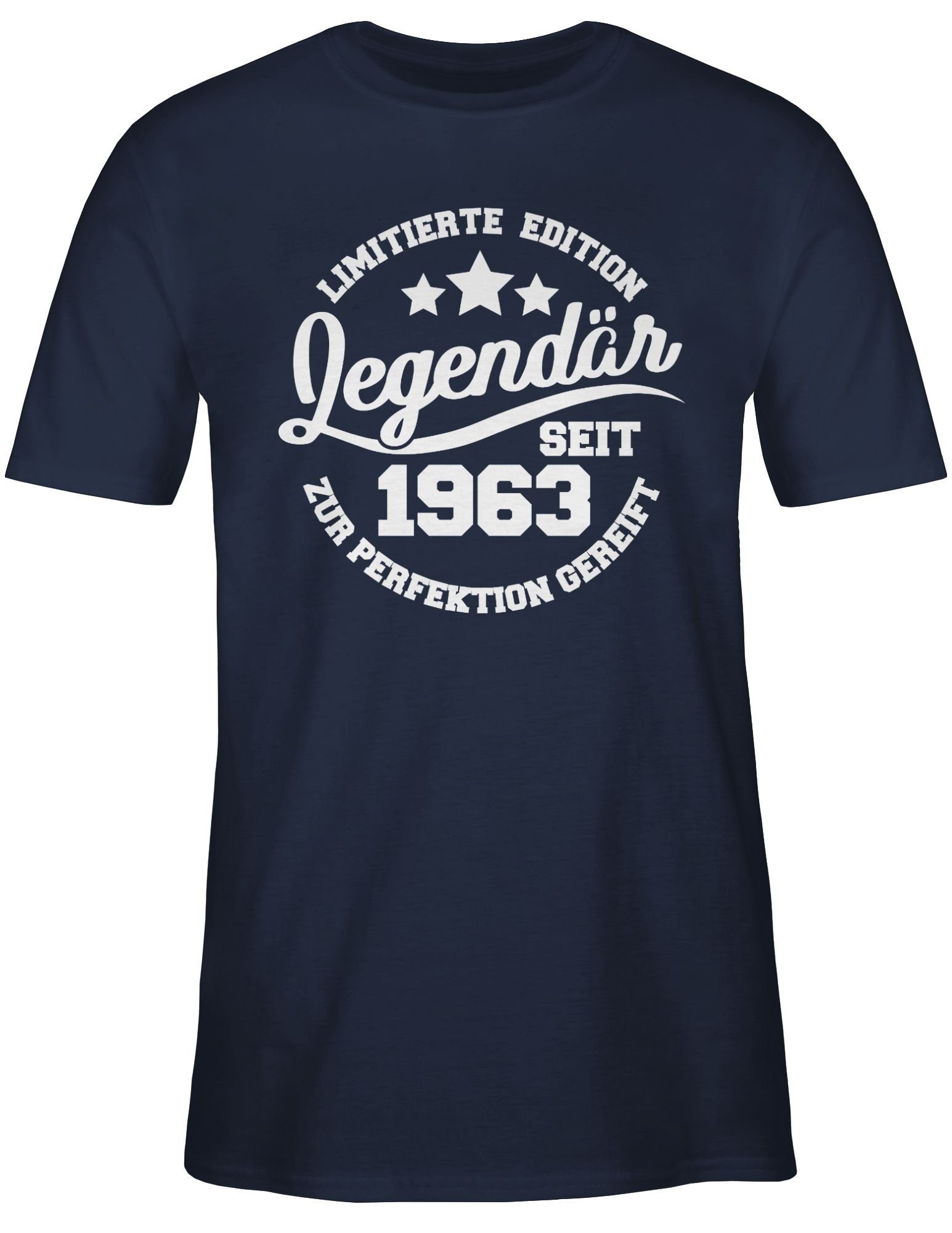 T-Shirt 60. 1 Shirtracer weiß - Navy 1963 seit Geburtstag Blau Legendär