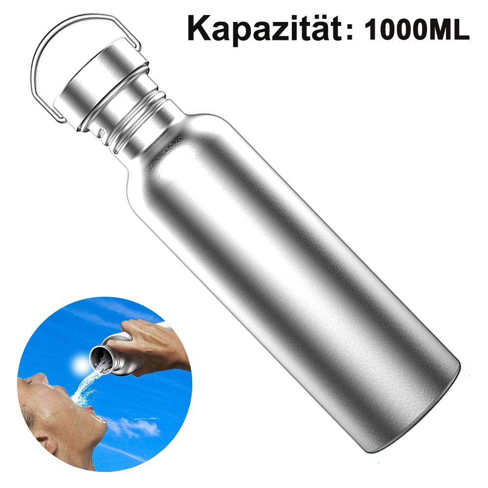 Einemgeld Edelstahl-Wasserflasche auslaufsicherer Vakuumflasche 1000ml isolierte Trinkflasche