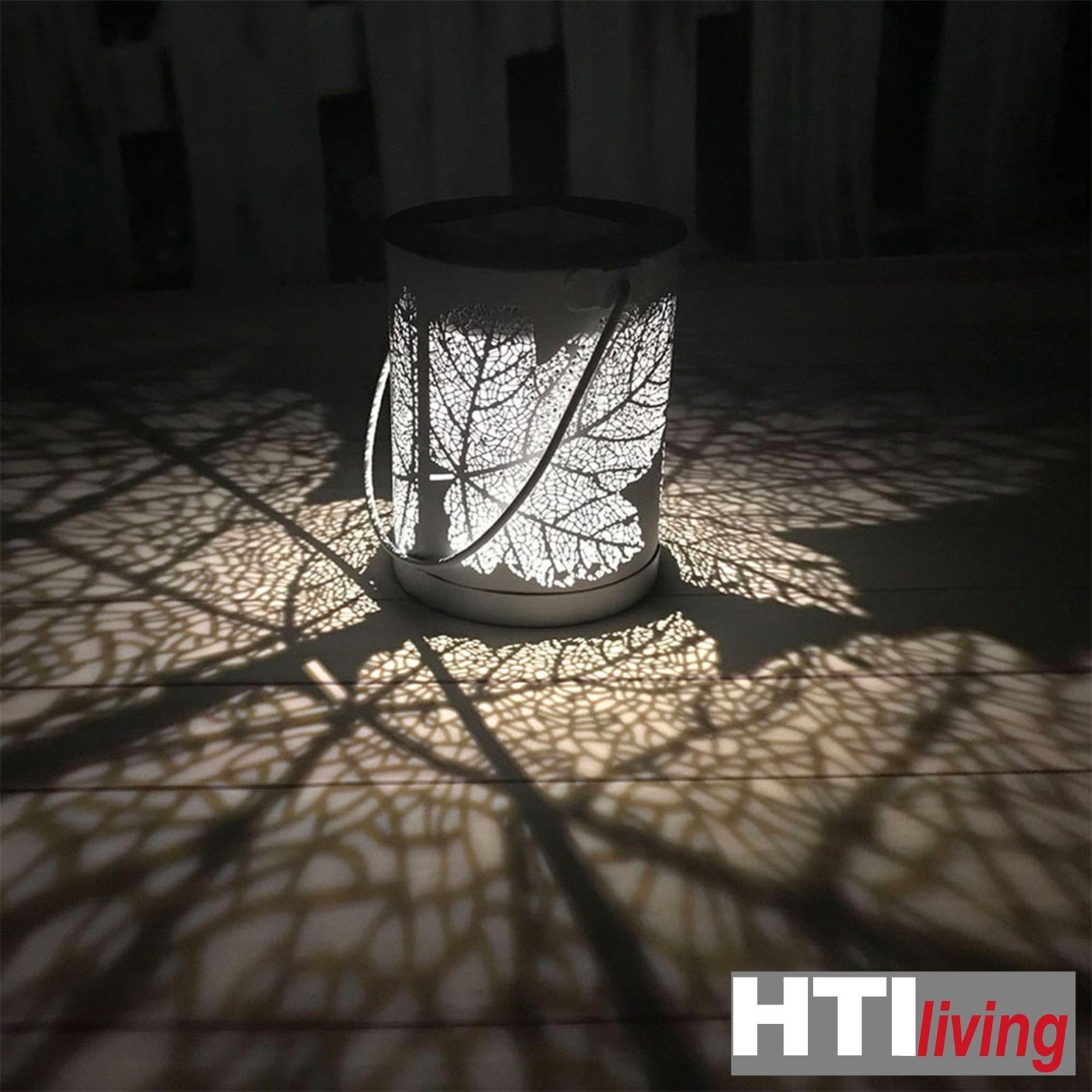 LED Solarleuchte Solarlaterne Weiß HTI-Living Luna, Blatt LED