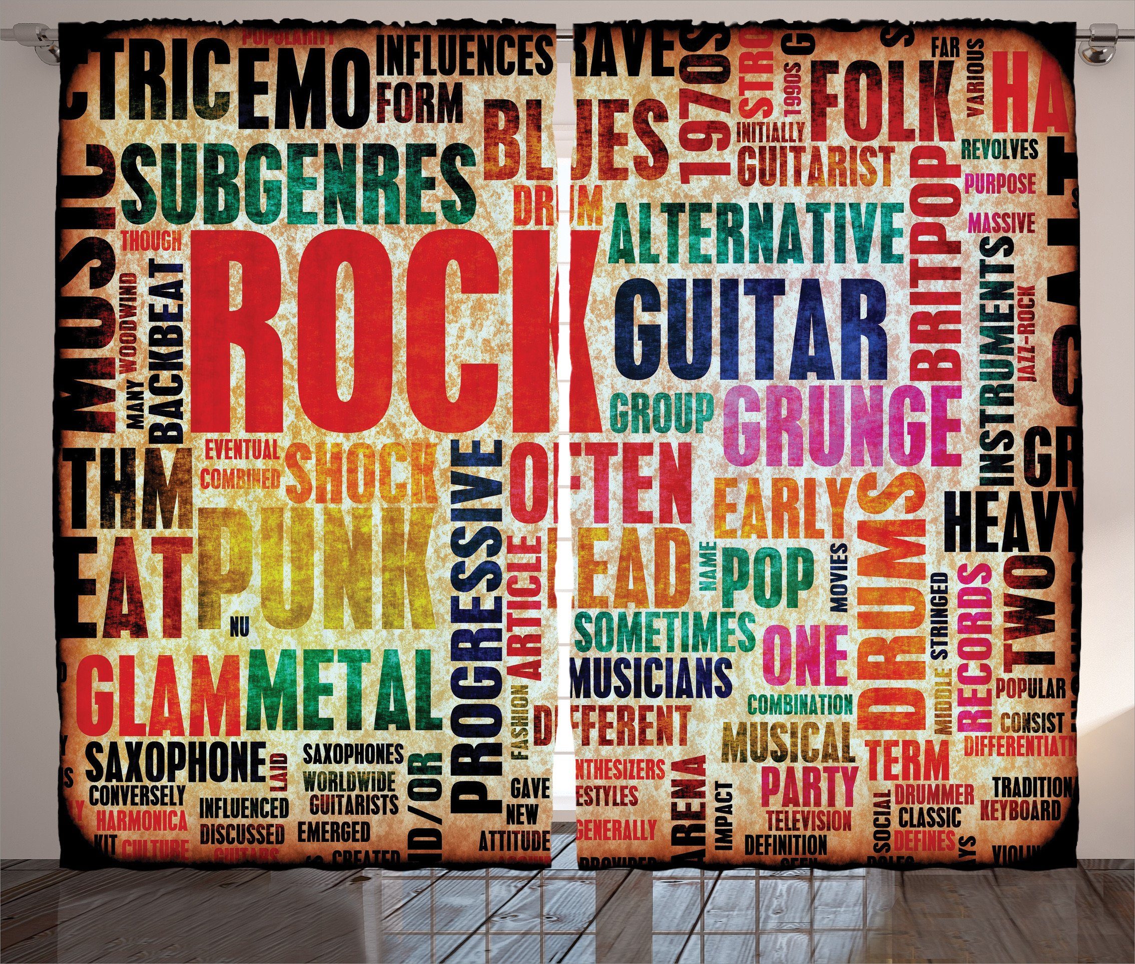 Rock mit Kräuselband Vorhang Musik Haken, Musik 'n' und Abakuhaus, Schlaufen Schlafzimmer Gardine Roll-Plakat
