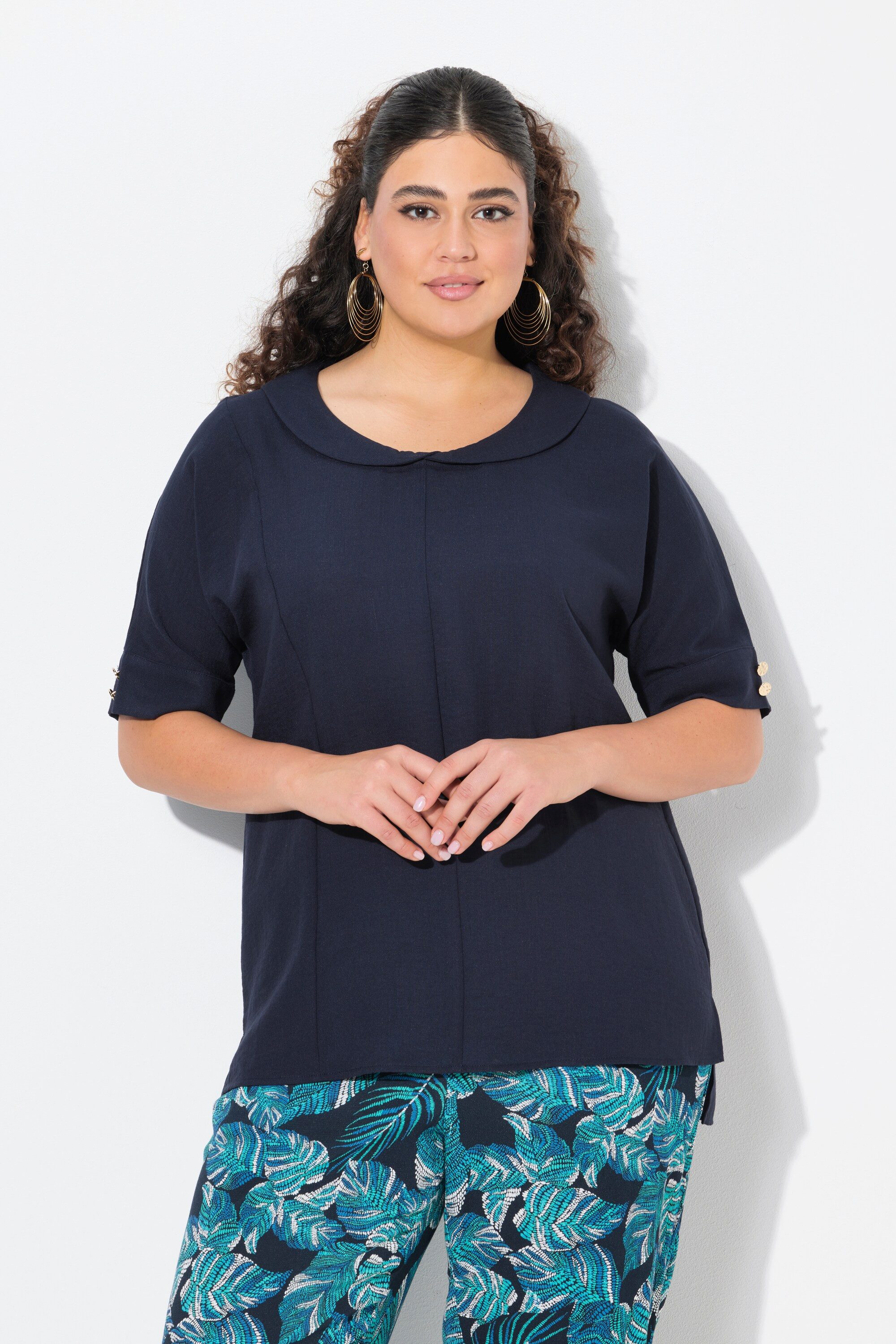 Ulla Popken Tunika Bluse Leinenoptik Oversized günstig online kaufen