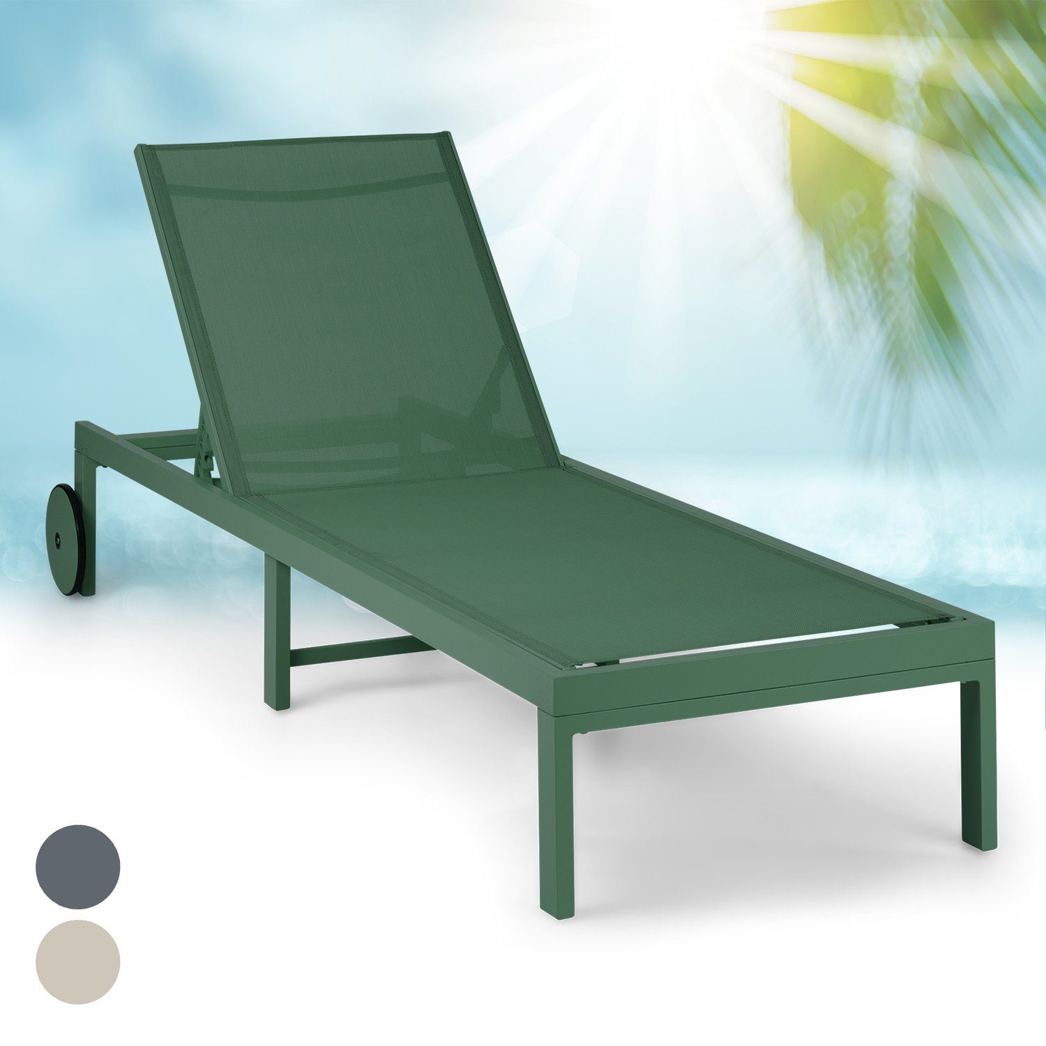 blumfeldt Gartenliege Lucca Lounger Liegestuhl Polyester Aluminium 4-Stufen, Set, Sonnenliegen 
