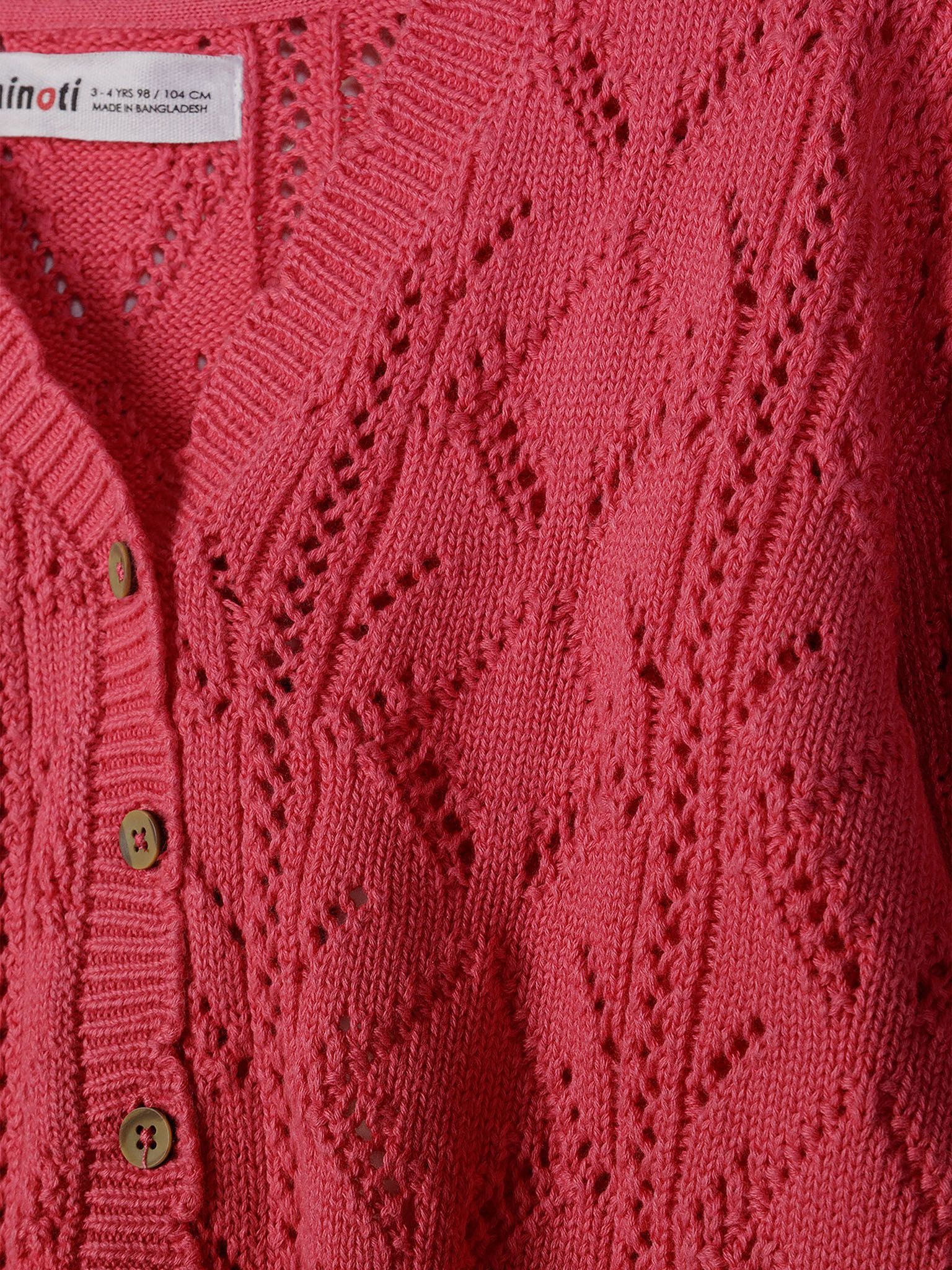 MINOTI Cardigan aus Baumwolle, für Mädchen mit Lochmuster, in Pastellfarben