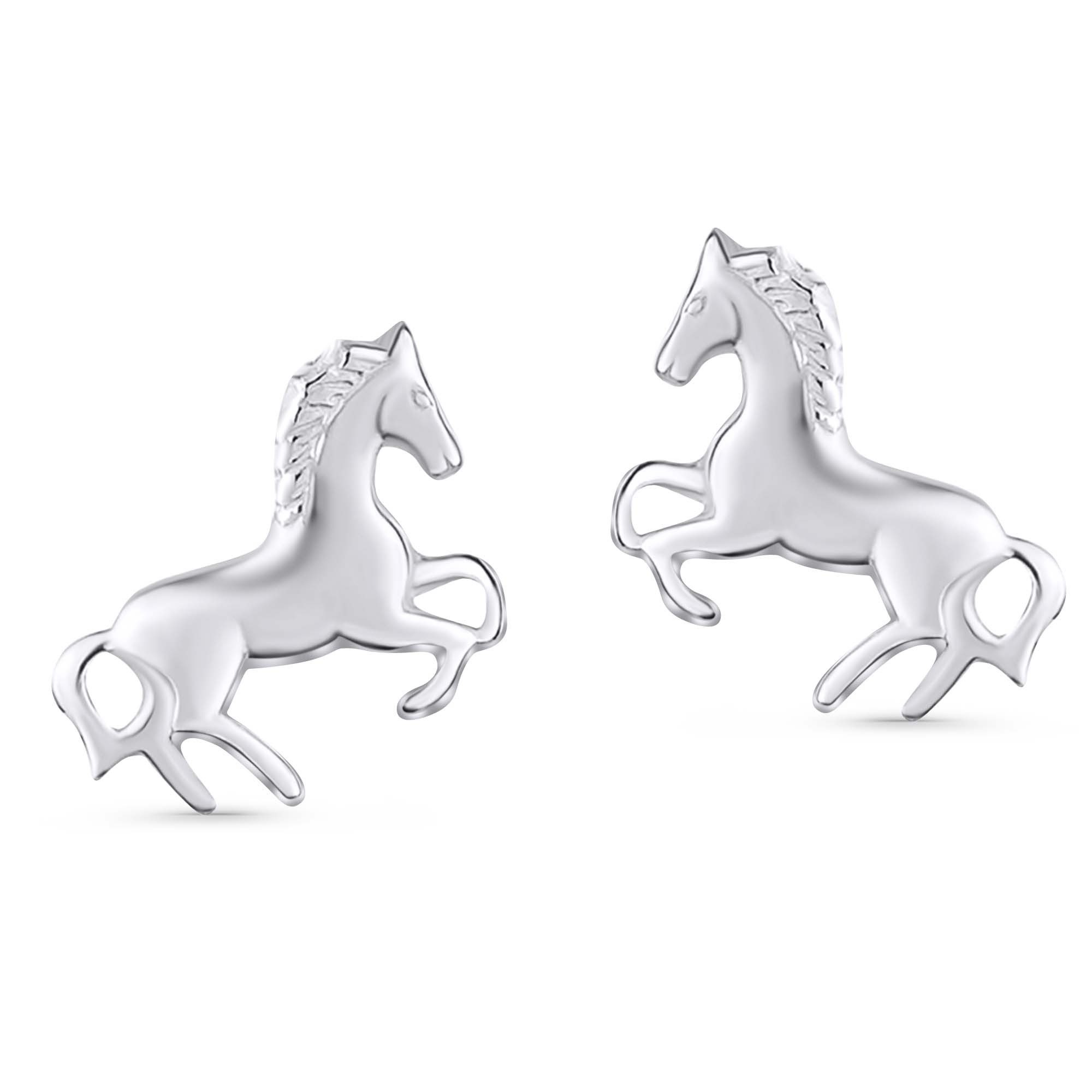schmuck23 Paar Ohrstecker Ohrringe Pferd 925 Silber Damen Kinder Mädchen, Kinderschmuck Pony Reiten
