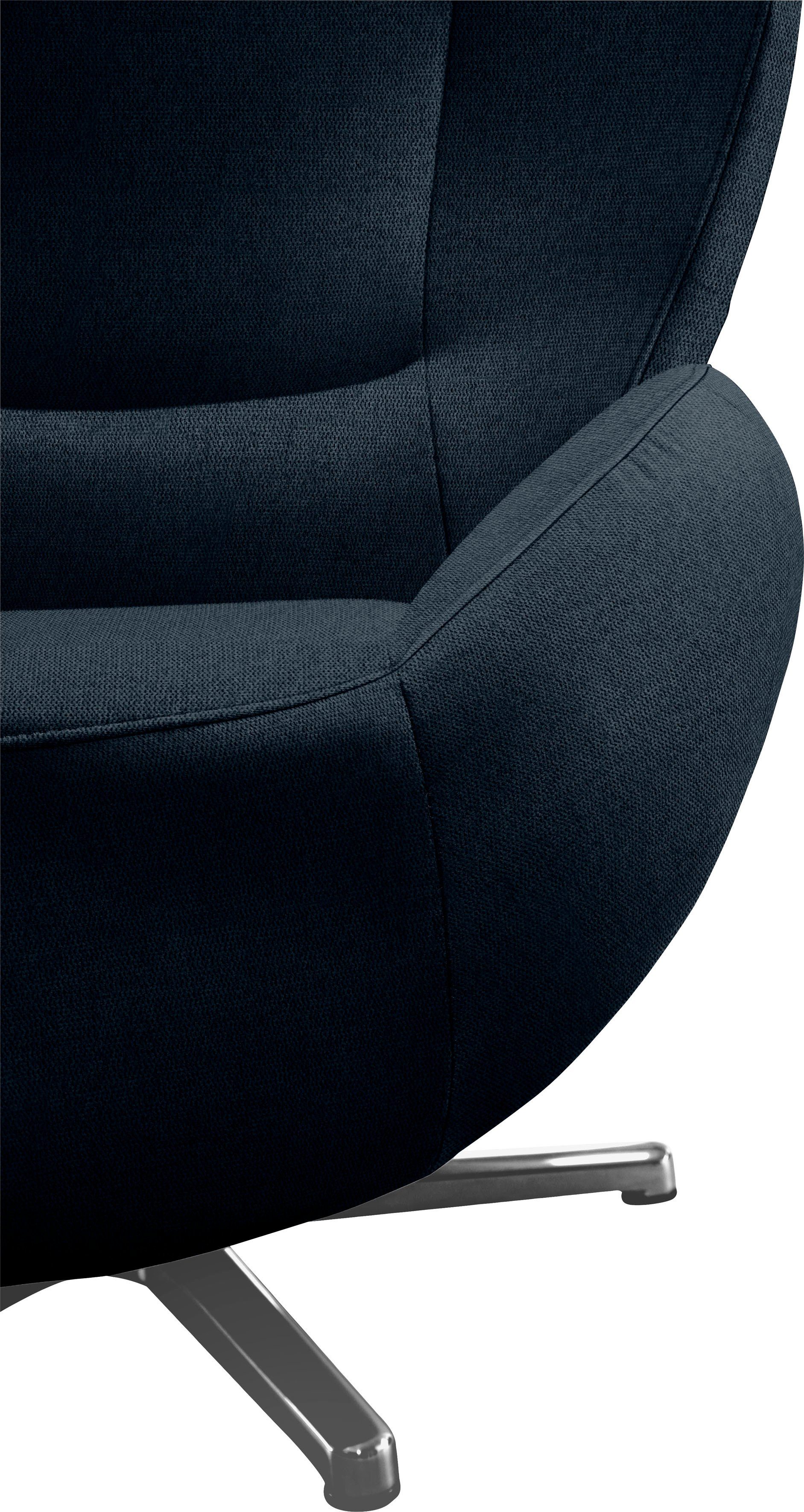 HOME TAILOR mit Loungesessel Chrom Metall-Drehfuß TOM TOM in PURE,