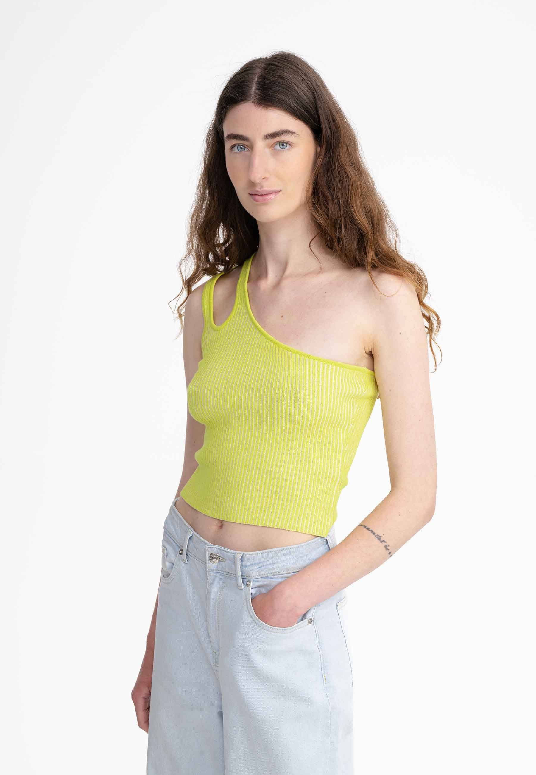 MELA Trägertop One Shoulder Strick Top Style ROJANA Ärmellos