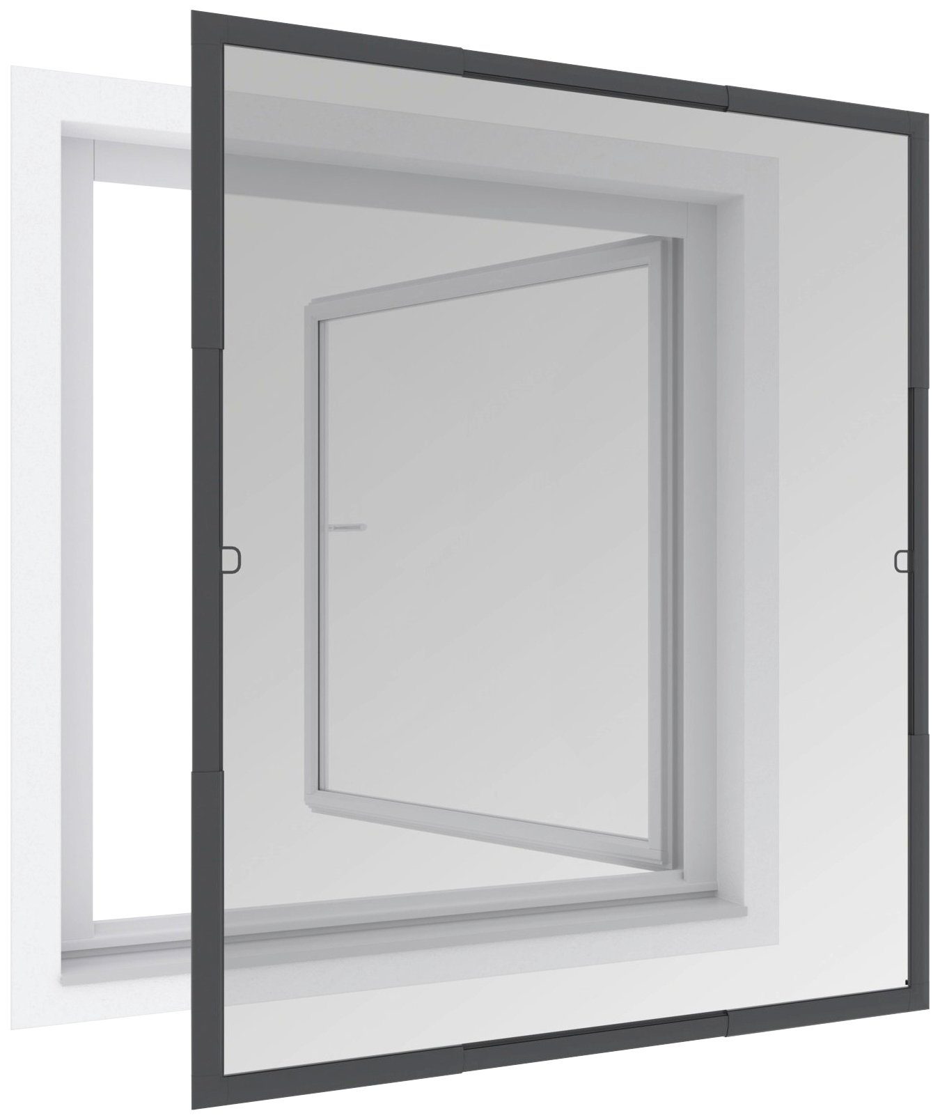 Windhager Insektenschutz-Fensterrahmen Flexi Fit, Fliegengitter teleskopierbar für Fenster, ohne bohren, (1-St), Insektenschutzgitter 130 x 150 cm, erhältlich in anthrazit oder weiß
