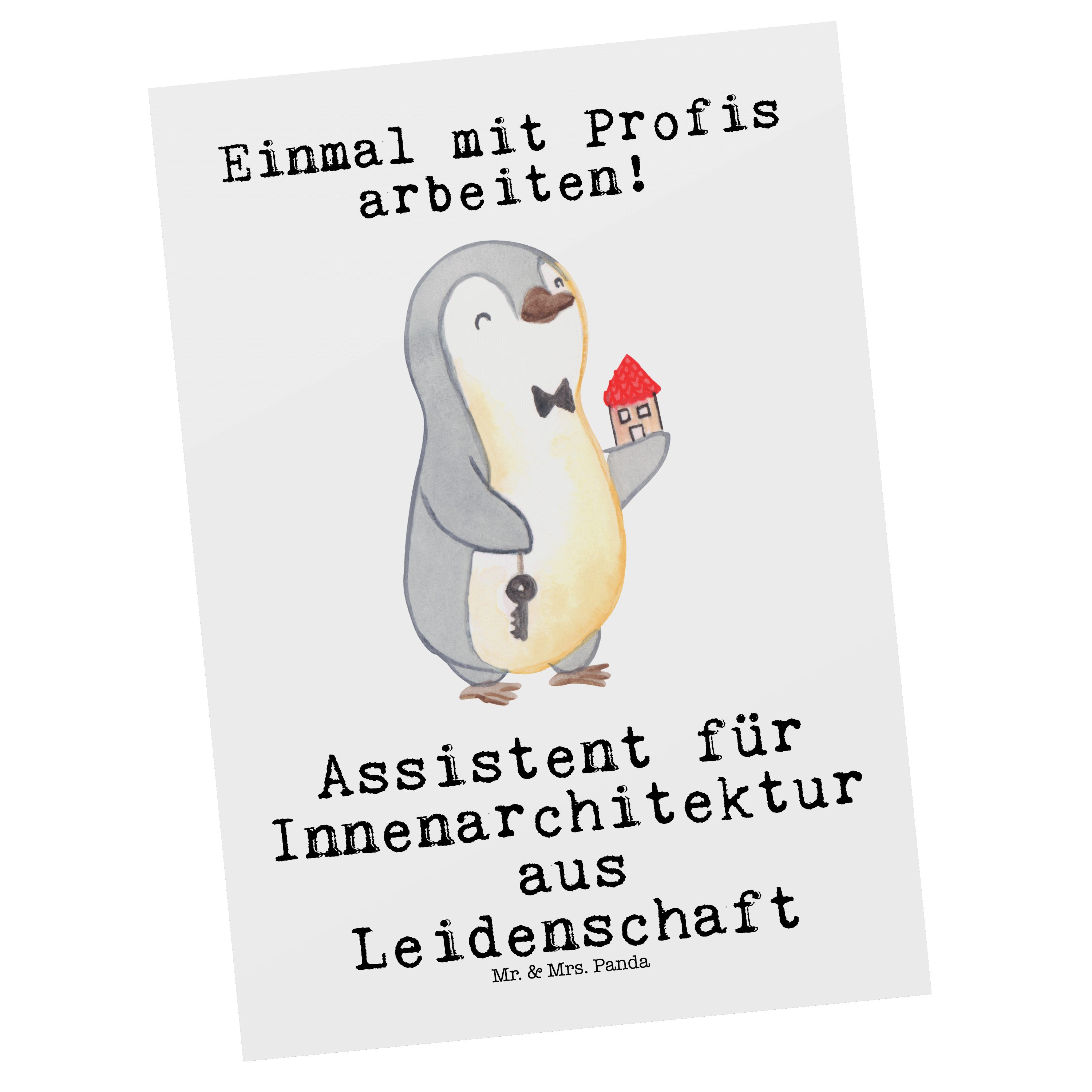 Innenarchitektur für Geschenk, Weiß - Panda aus & Mr. Postkarte Mrs. Assistent Leidenschaft - Gr