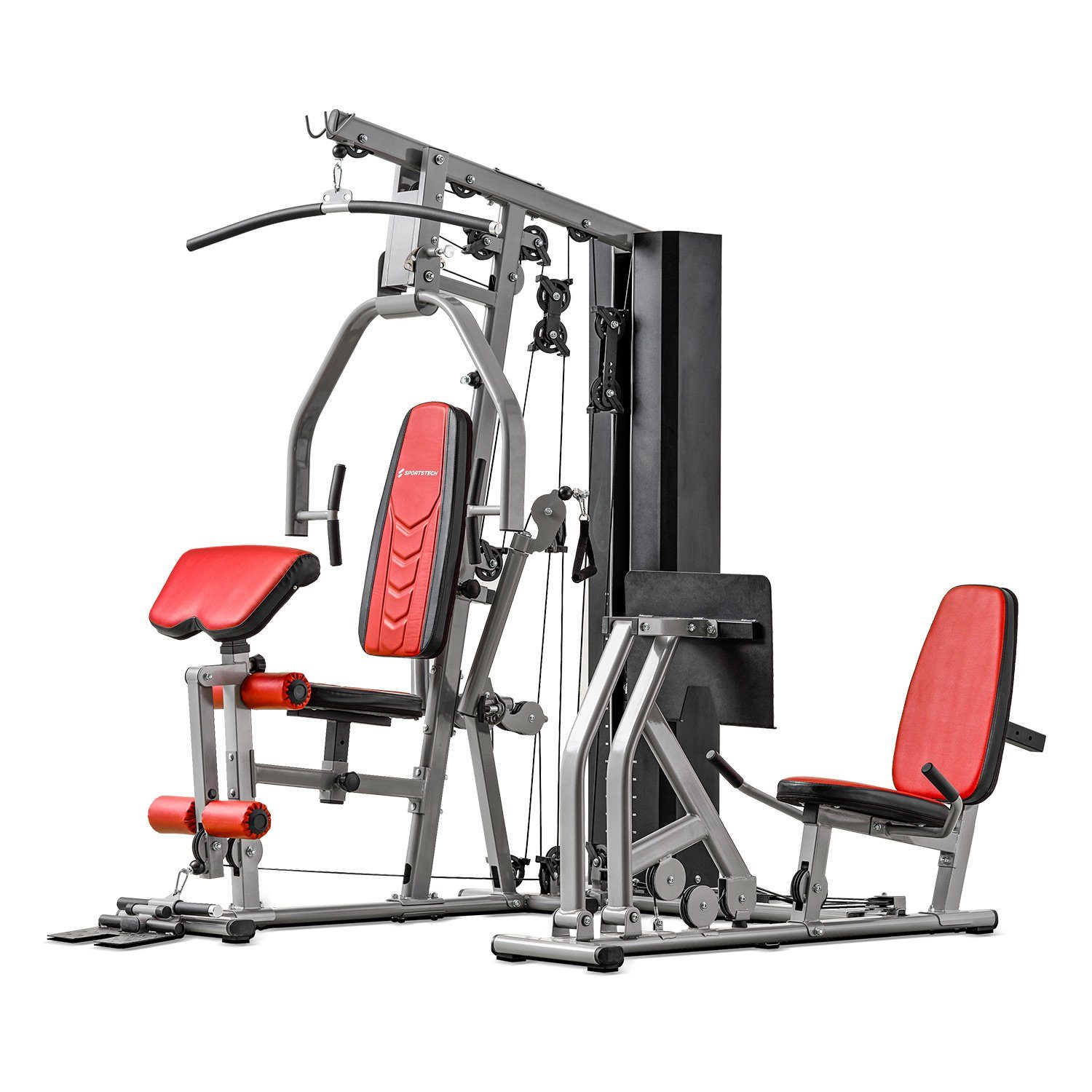 Sportstech Kraftstation HGX300, 45+ Übungen, Beinpresse, 16 Gewichtsblöcke