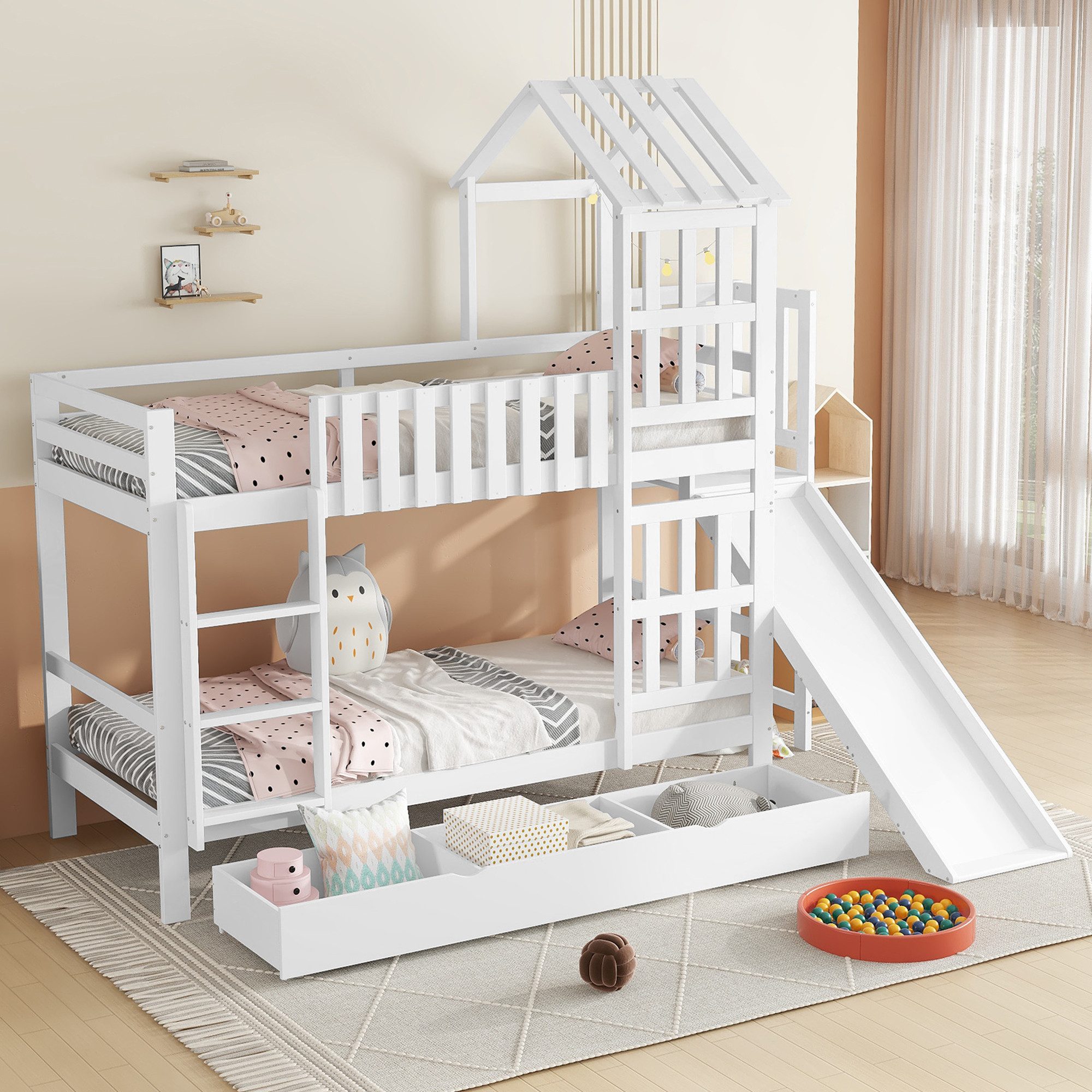 TavilaEcon Etagenbett Kinderbett mit Spaßrutsche für Kinder und dreistufige günstig online kaufen