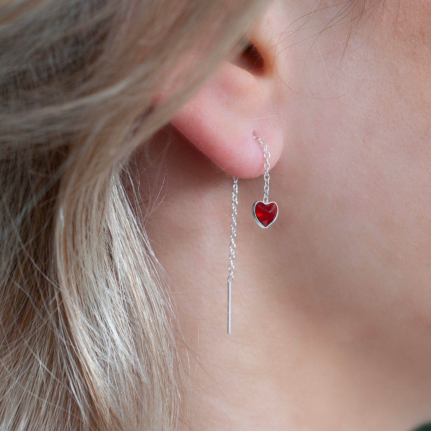 Materia Paar Ohrhänger Damen Silber Herz Zirkonia rot filigran SO-480, 925 günstig online kaufen