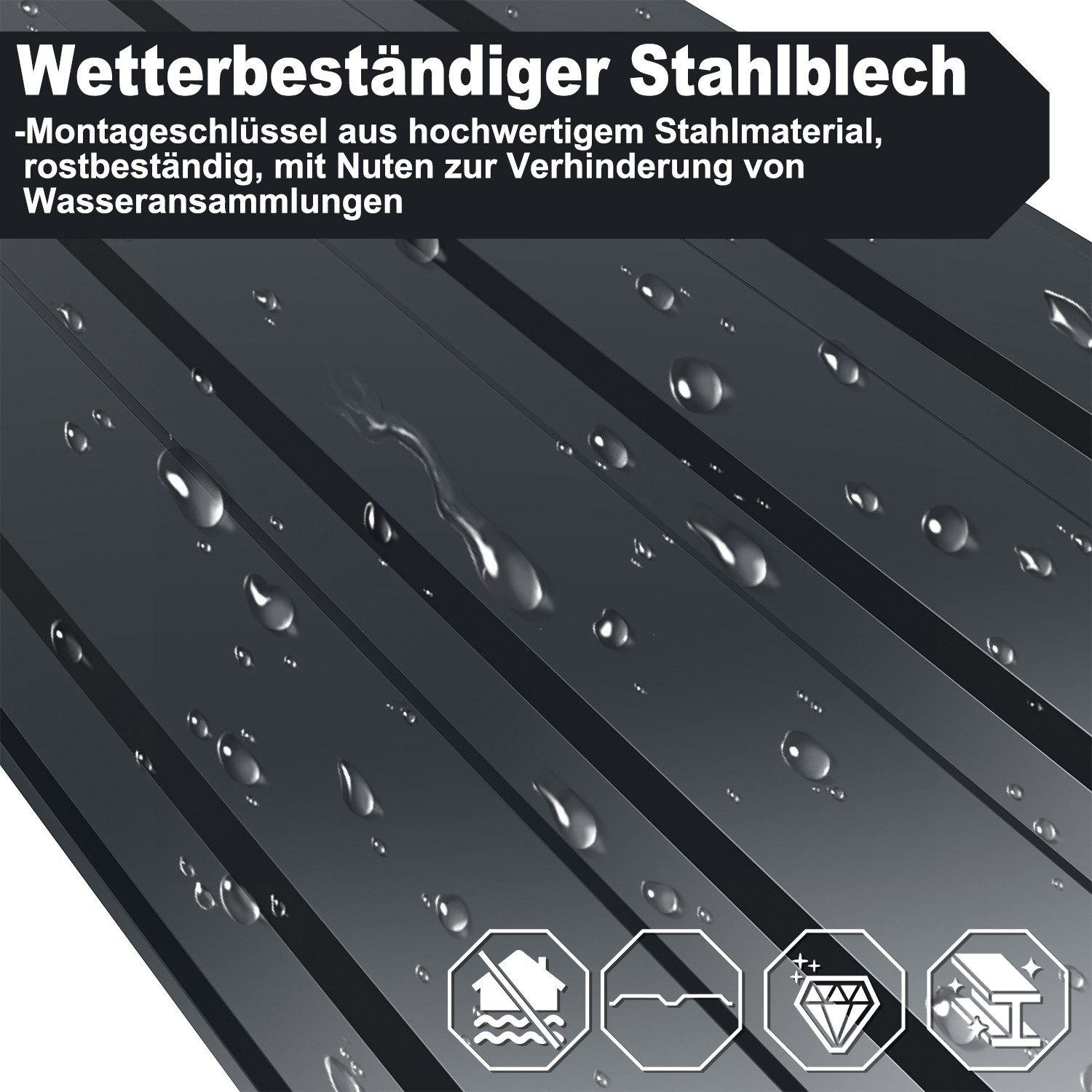 Clanmacy Trapezblech Trapezblech 12er Set Profilblech Trapezblech mit Handschuhe 6m², 115x45x0.3 mm (Set 12-St) UV-Schutz, Wasserfest, Wetterfest, Rostresistent – Bild 4 von 5