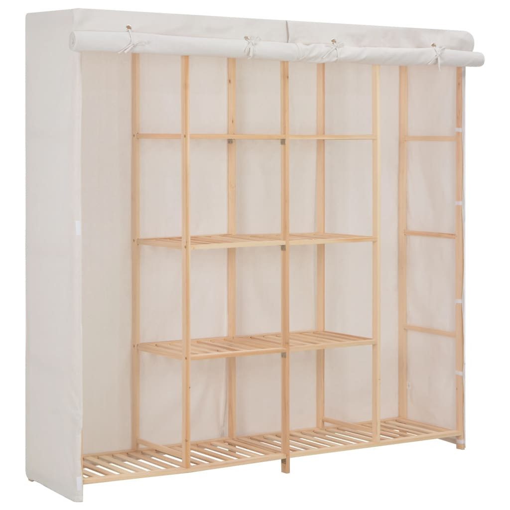 vidaXL Kleiderschrank NA Kleiderschrank Stoffschrank Weiß 173x40x170 cm Stoff