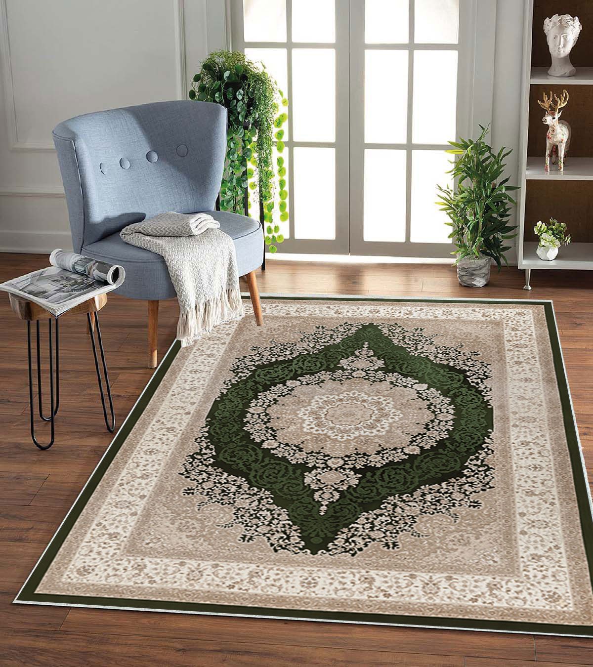 Jungengel Teppich Orientalisch Beige Grün Wohnzimmer günstig online kaufen