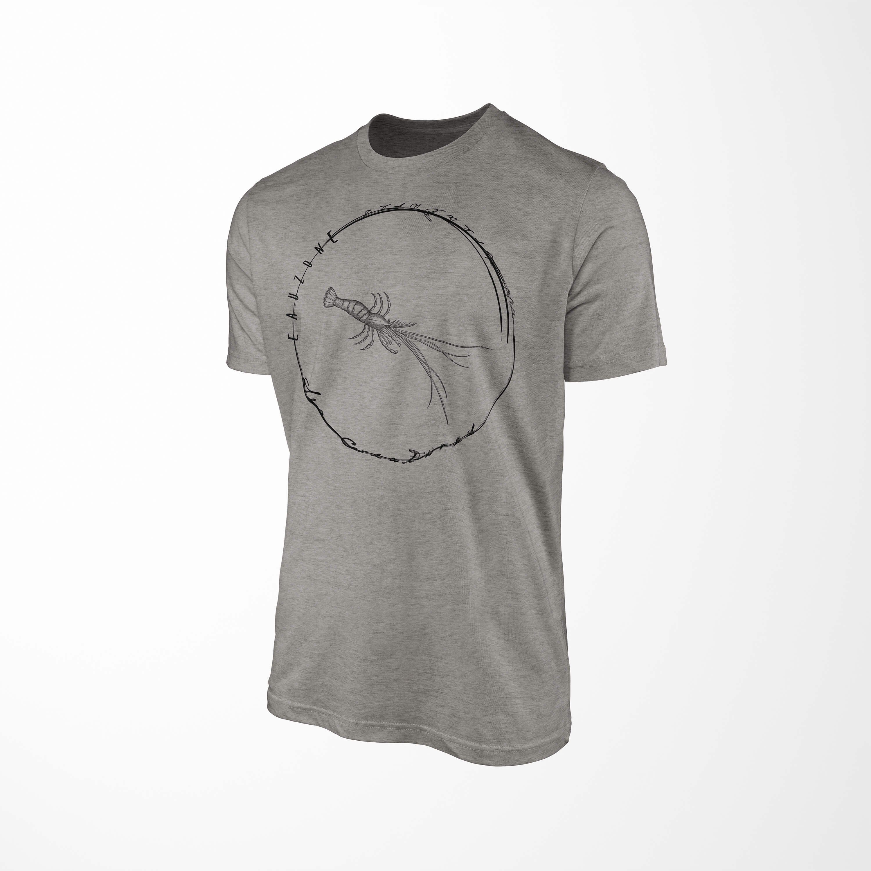 und Schnitt / - Tiefsee feine T-Shirt Creatures, 012 Sea Sea Serie: Art Fische Ash T-Shirt sportlicher Struktur Sinus