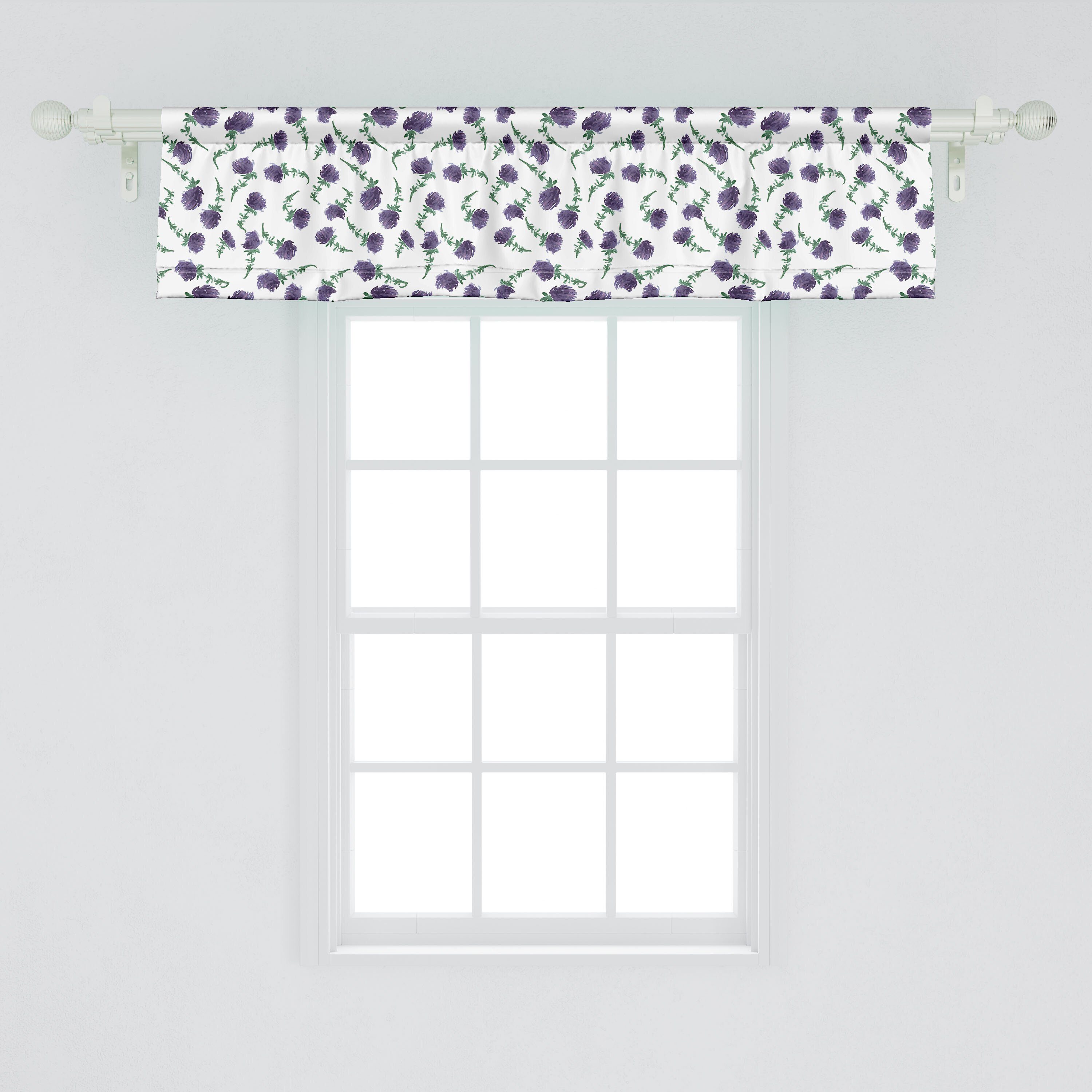Dekor Stangentasche, Blumen Vorhang Blumen Microfaser, für Abakuhaus, Volant Design Küche Aquarell Schlafzimmer Scheibengardine mit