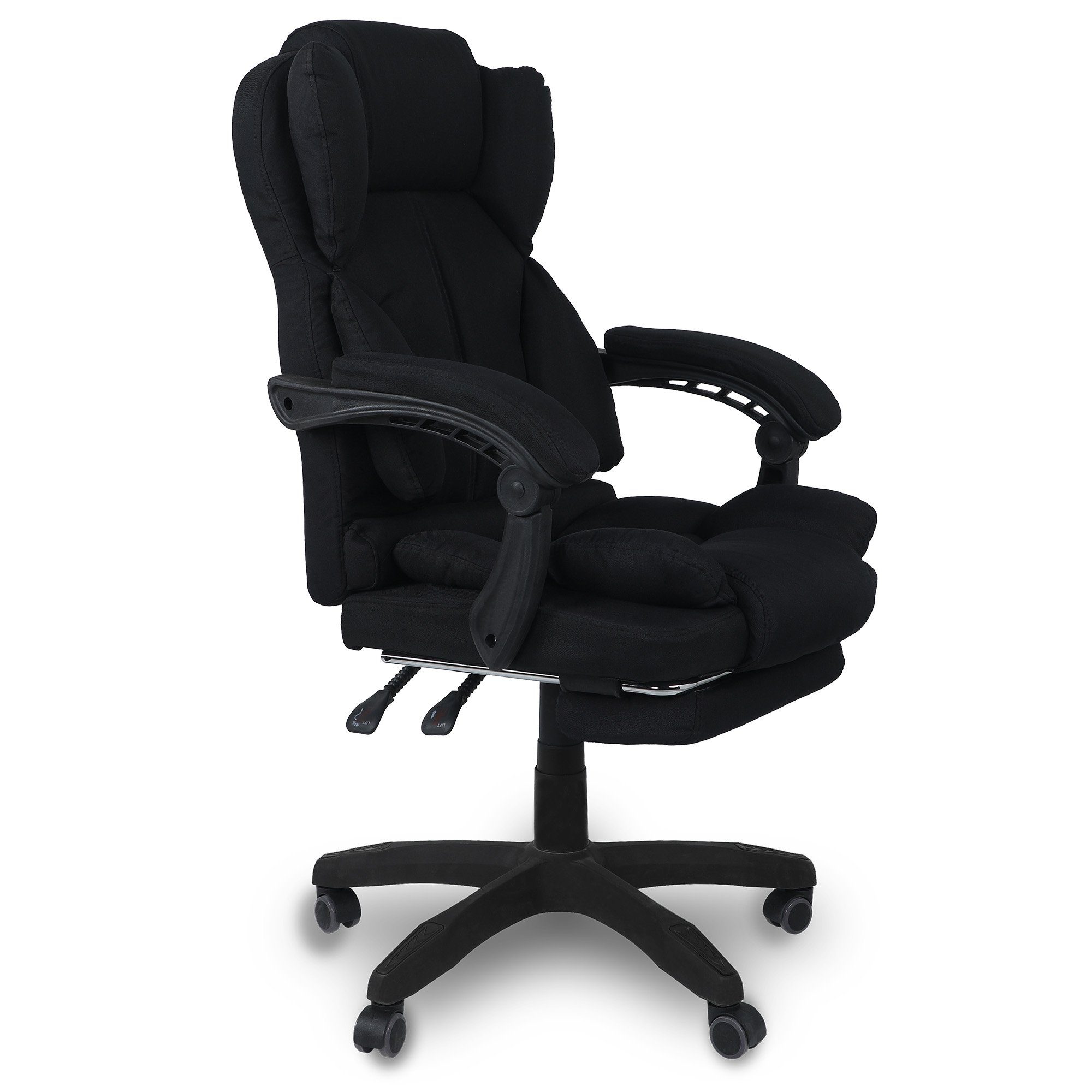 TRISENS Chefsessel Ares (einzeln), Bürostuhl mit flexiblen Armlehnen Home Office Chair in Stoff-Design Schwarz