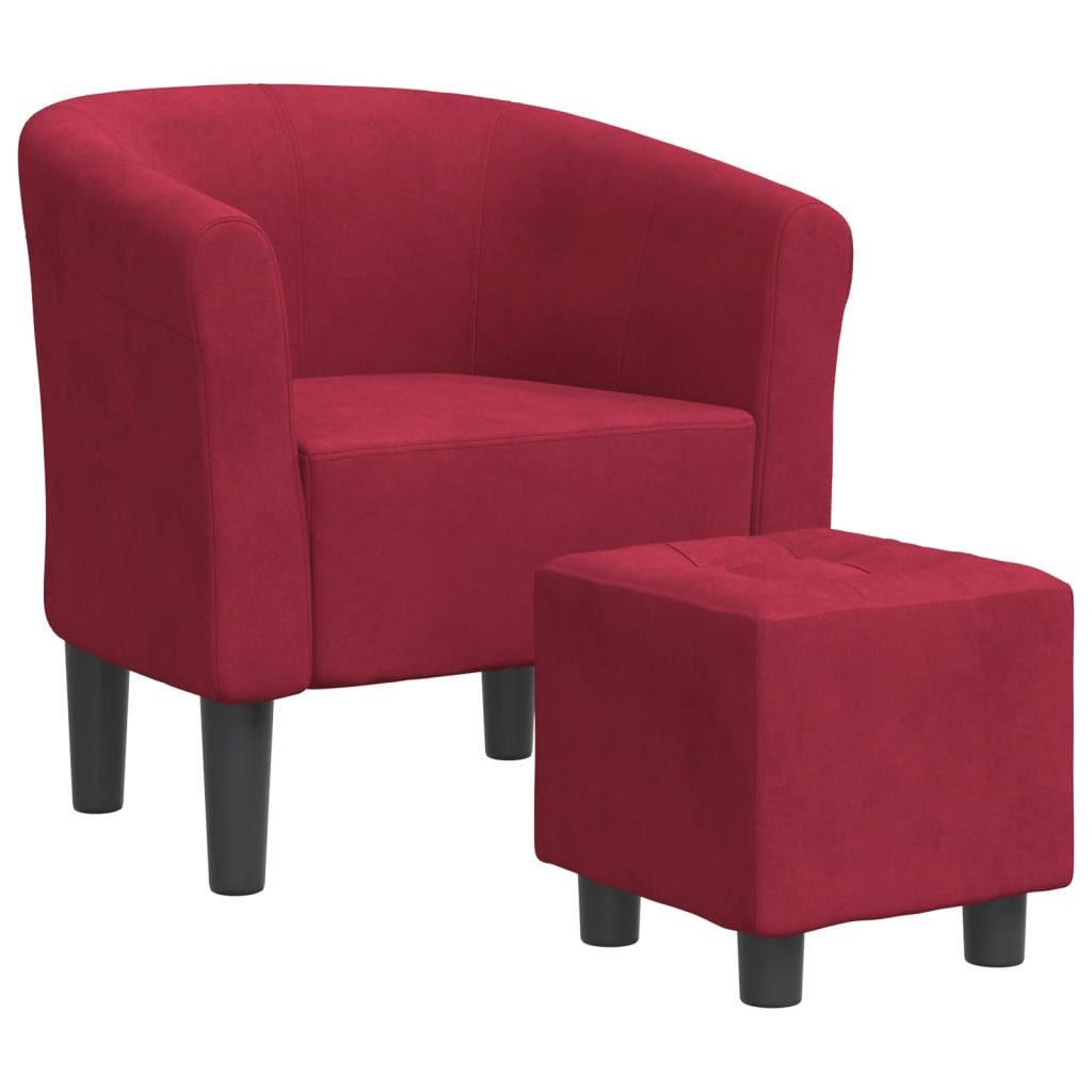 furnicato Cocktailsessel Moderner Clubsessel mit Fußhocker 70x56x68 cm Weinrot (1-St)