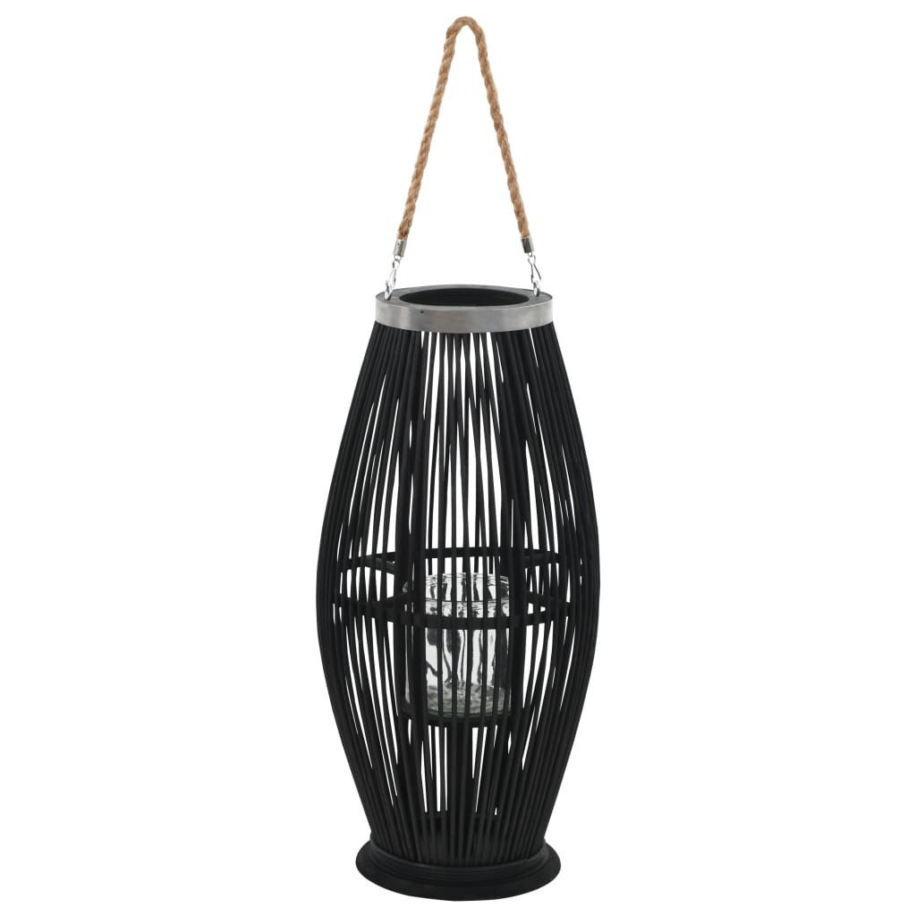 vidaXL Windlicht Hängender Kerzenleuchter Bambus Schwarz 60 cm